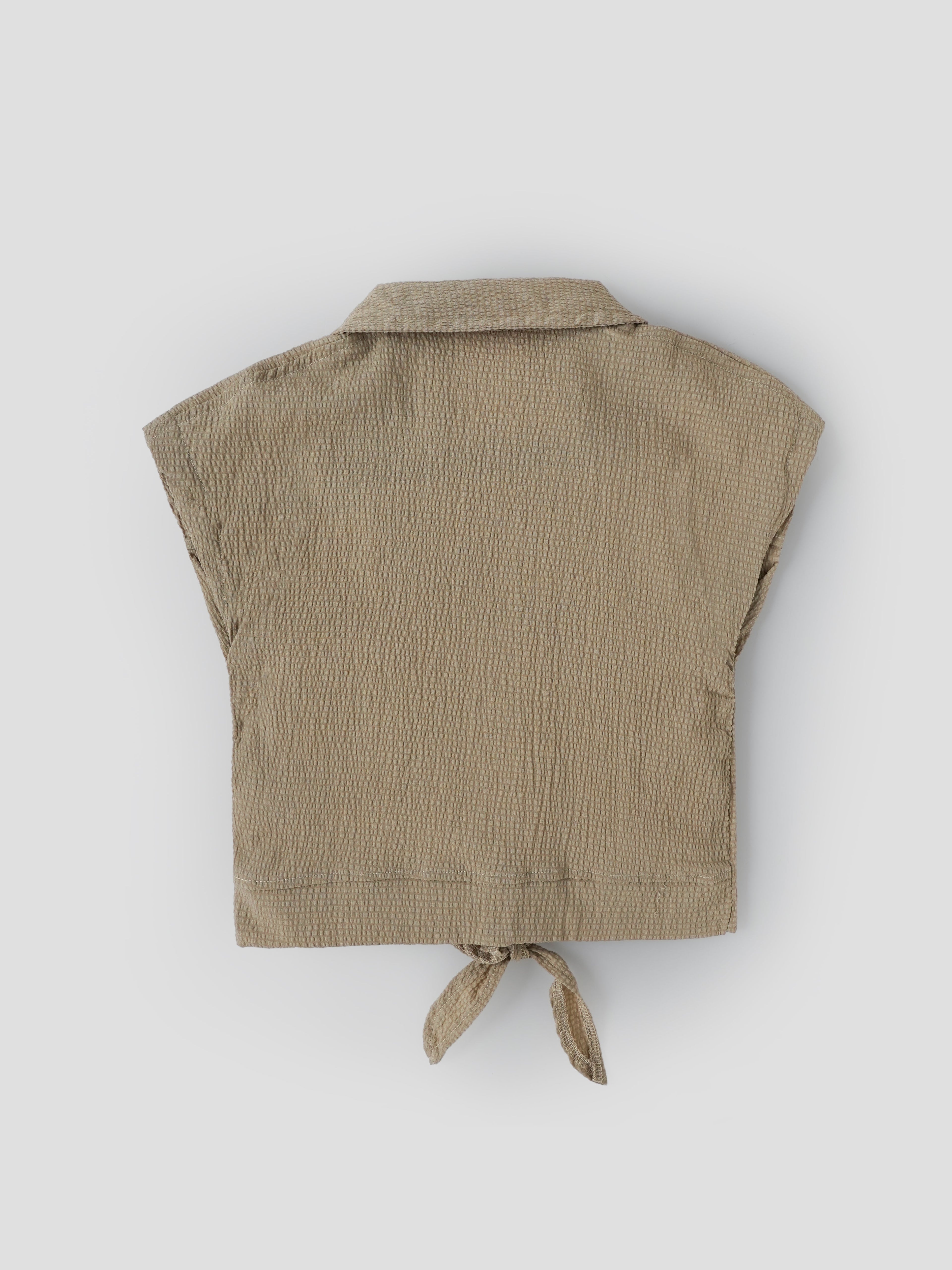 Popees Baby Girls Cotton Textured Tie-Up Top with Collar, Soft Breathable Casual Wear (1–6 Years)