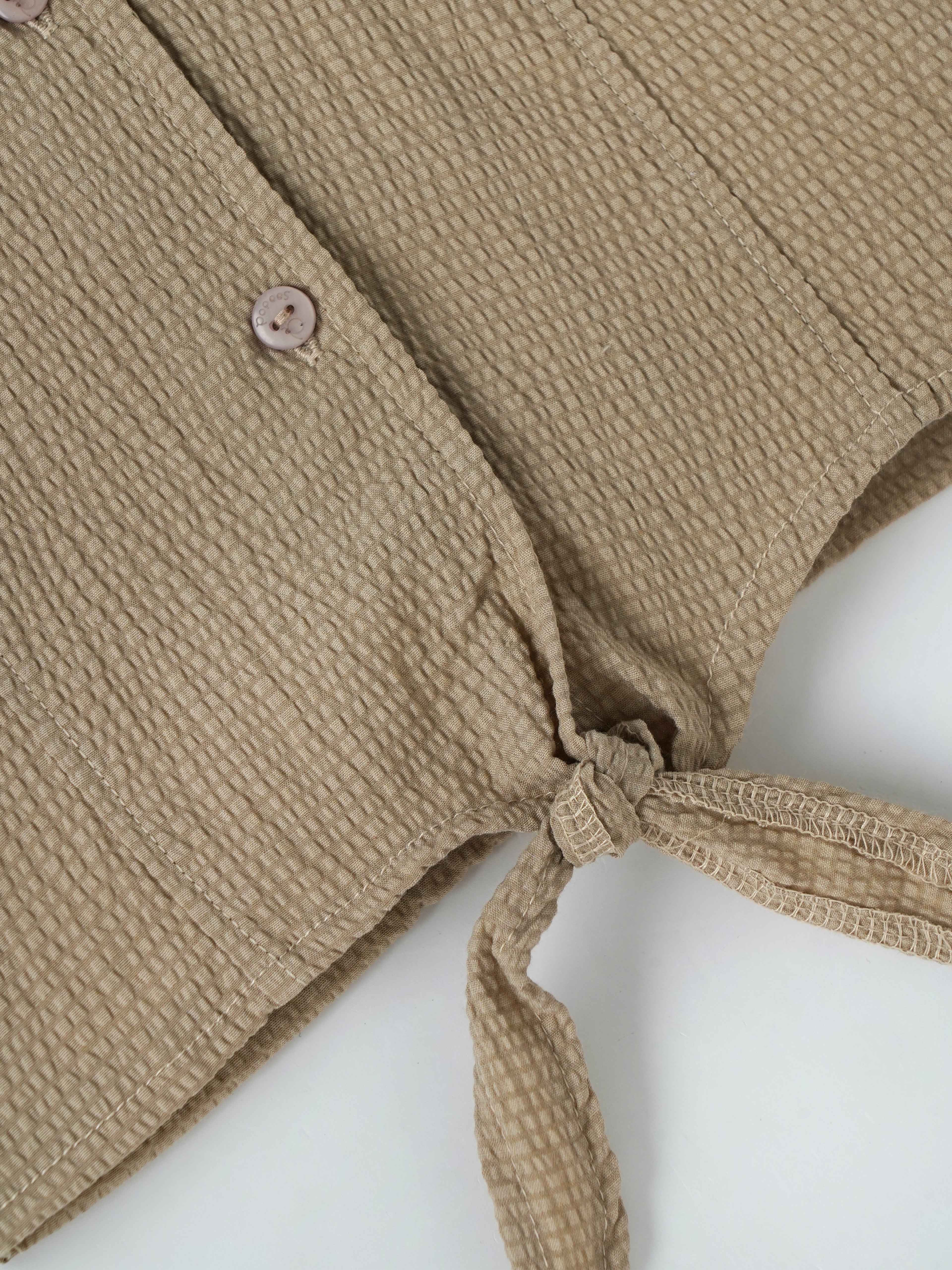 Popees Baby Girls Cotton Textured Tie-Up Top with Collar, Soft Breathable Casual Wear (1–6 Years)