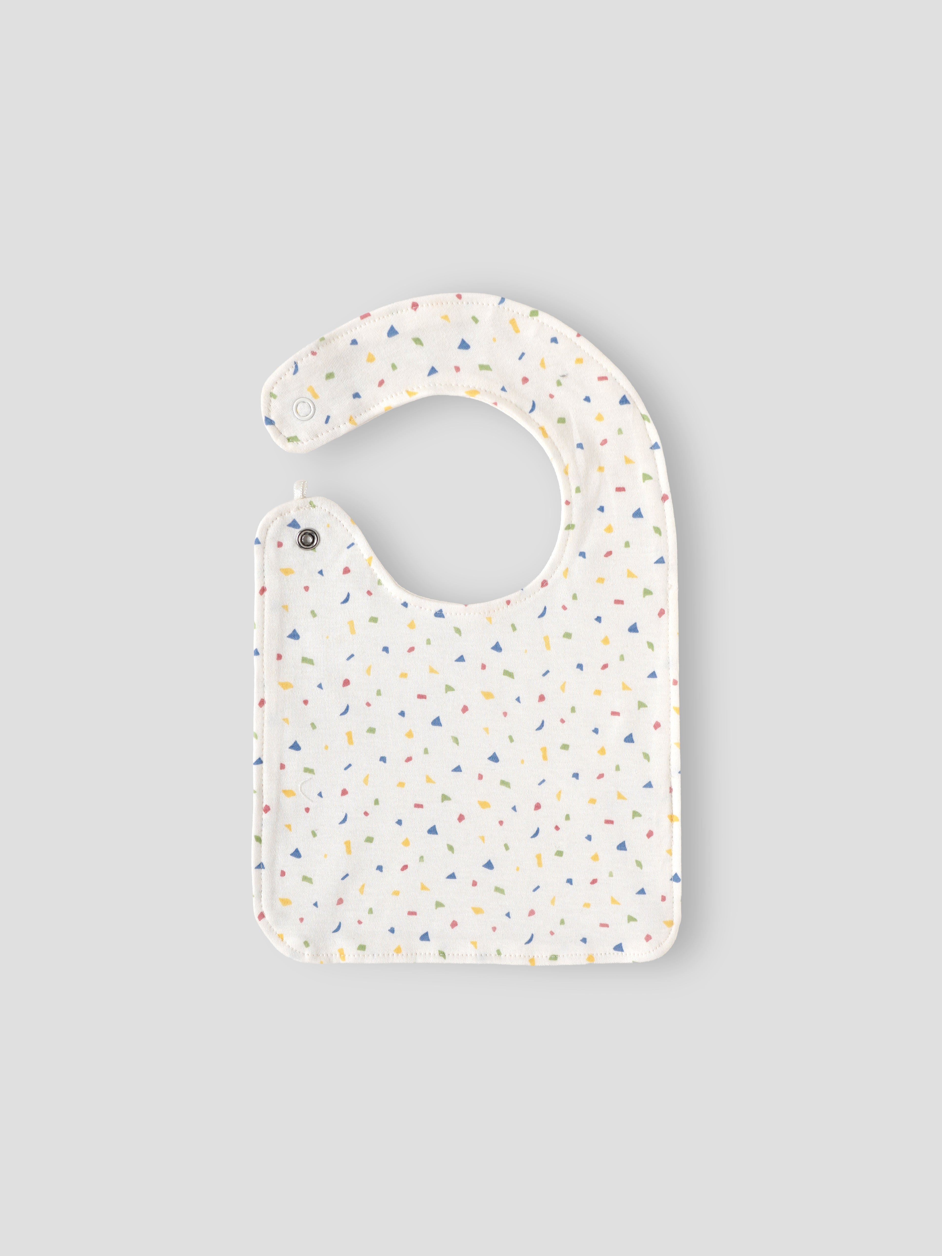 Popees Soft Cotton Baby Bib Set with Snap Button Closure for Babies | Assorted Colors | 3-9 M