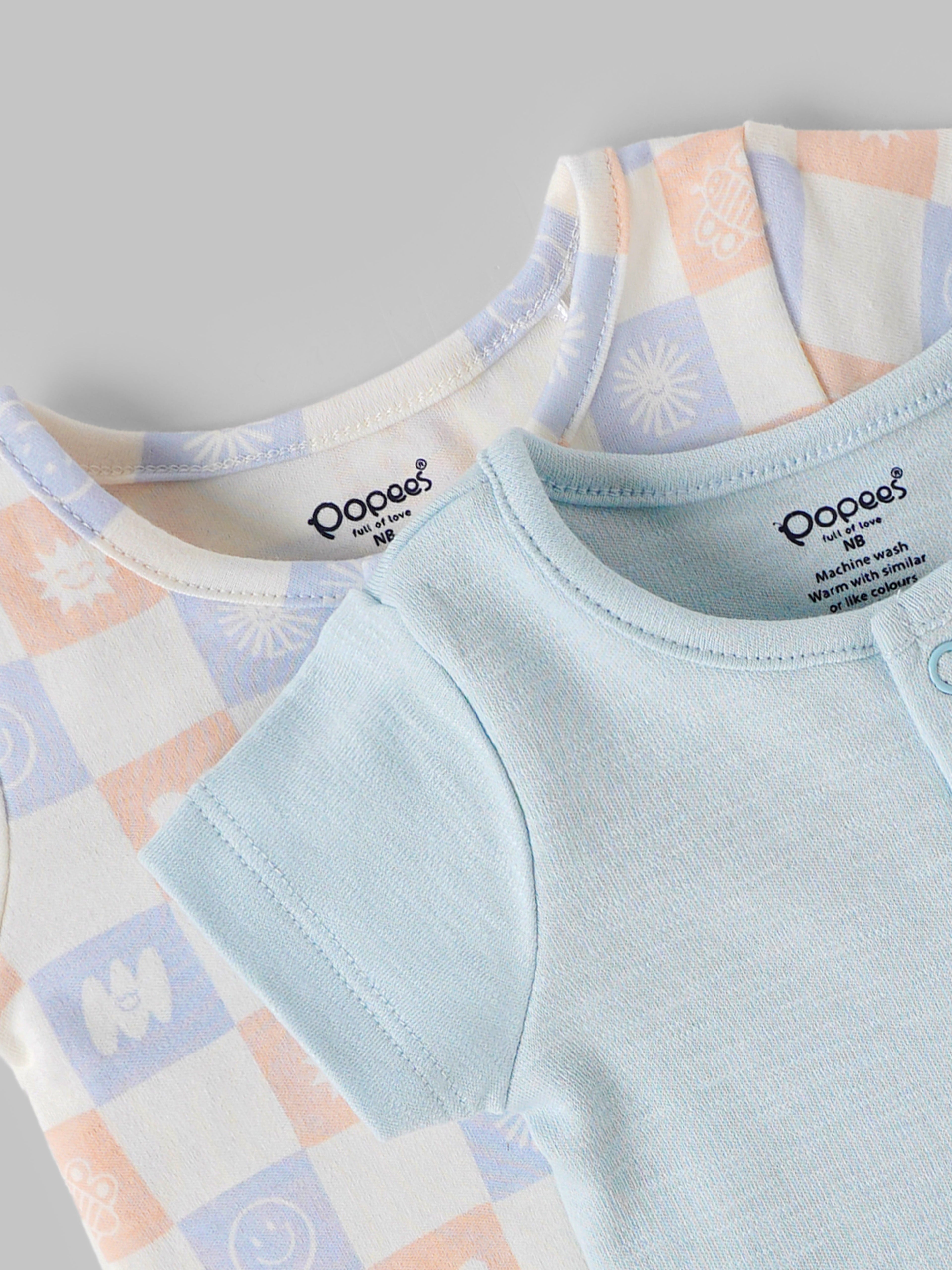 Popees Baby Boys Cotton T-Shirt Pack of 2| Tiny Baby, Newborn to 6 Months