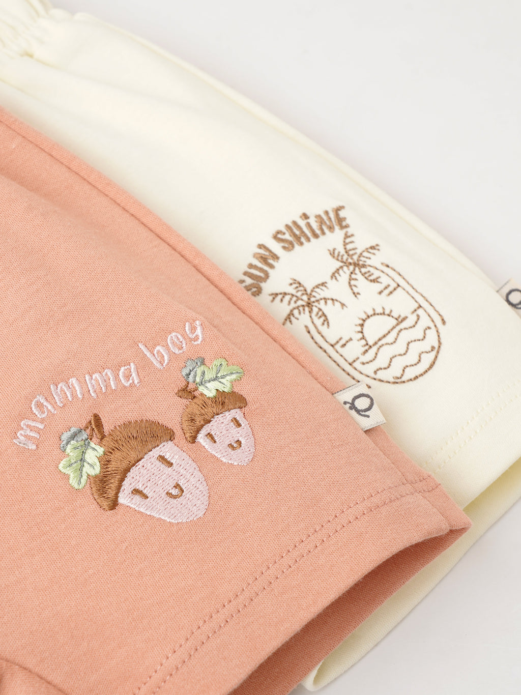 Popees Soft Peach & Cream Baby Shorts with Cute Printed Designs(0–9 Months)for Baby Boys