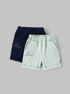 Popees Baby Boys Cotton Shorts Combo| 0–9 Months Soft Ribbed Fabric, Elastic Waist, Knee Length