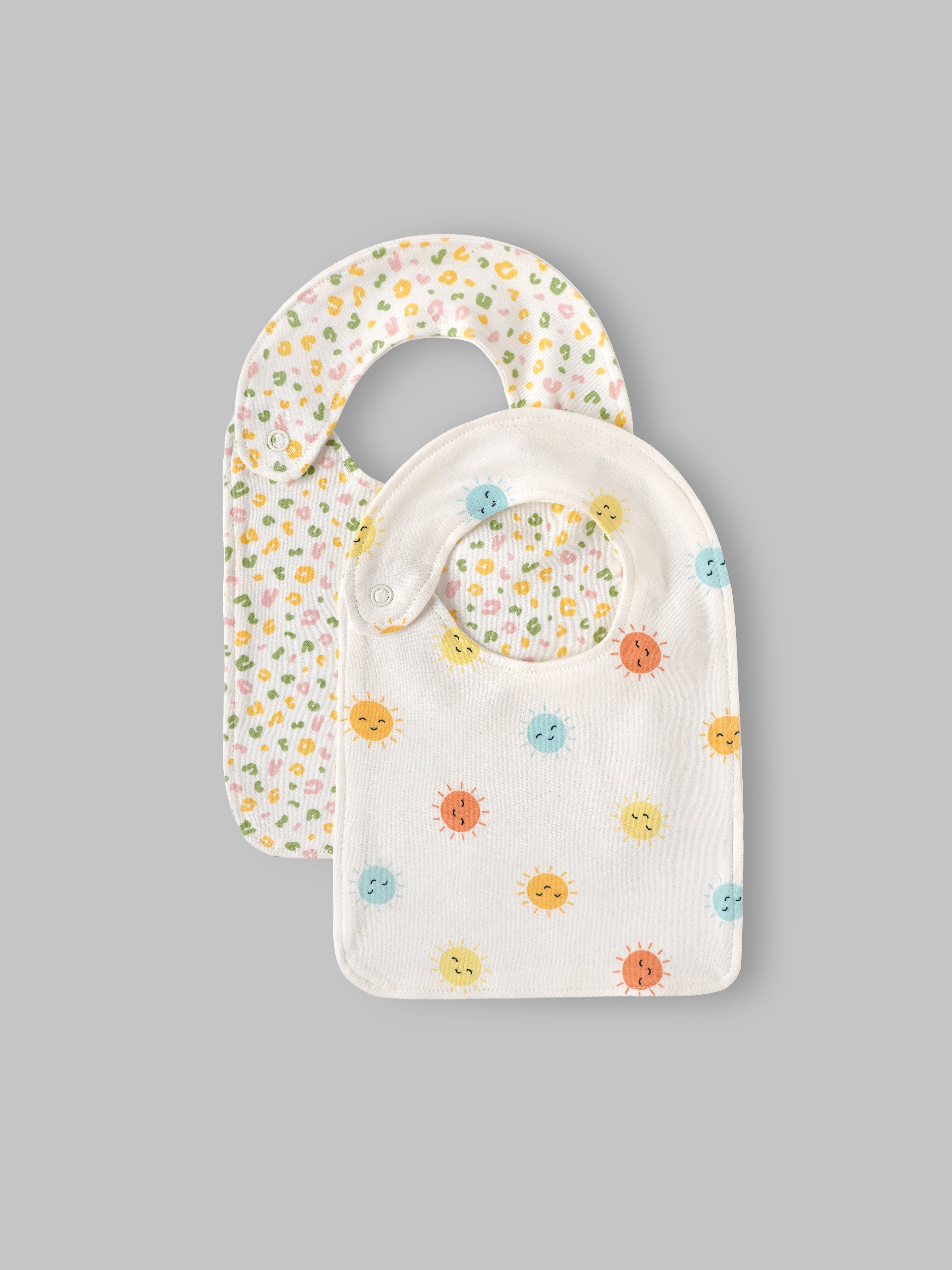 Popees Soft Cotton Baby Bib Set with Snap Button Closure for Babies | Assorted Colors | 0-9 M
