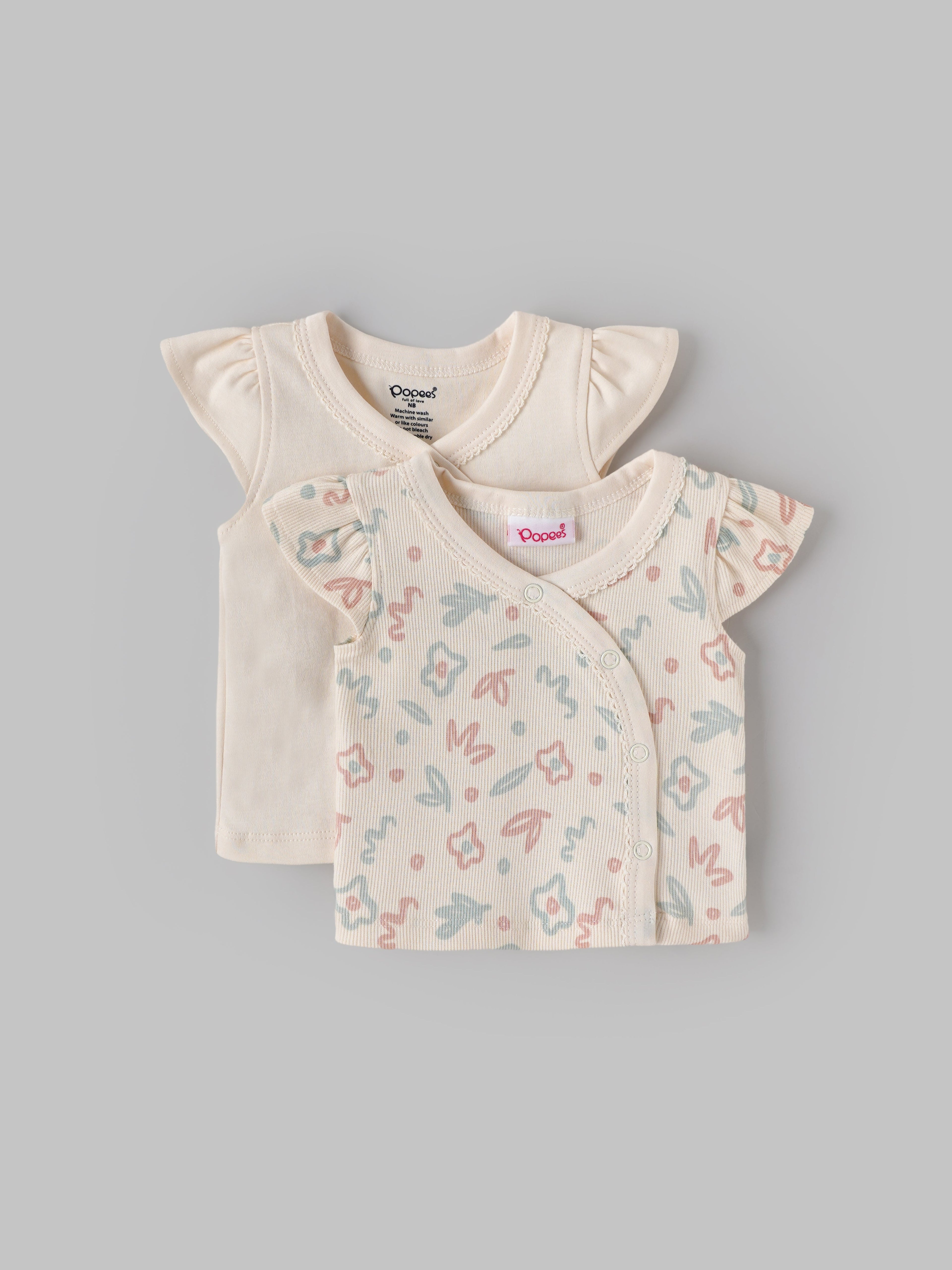 Popees Baby Girls Cotton Jabla Pack of 2| Tiny Baby, Newborn to 6 Months