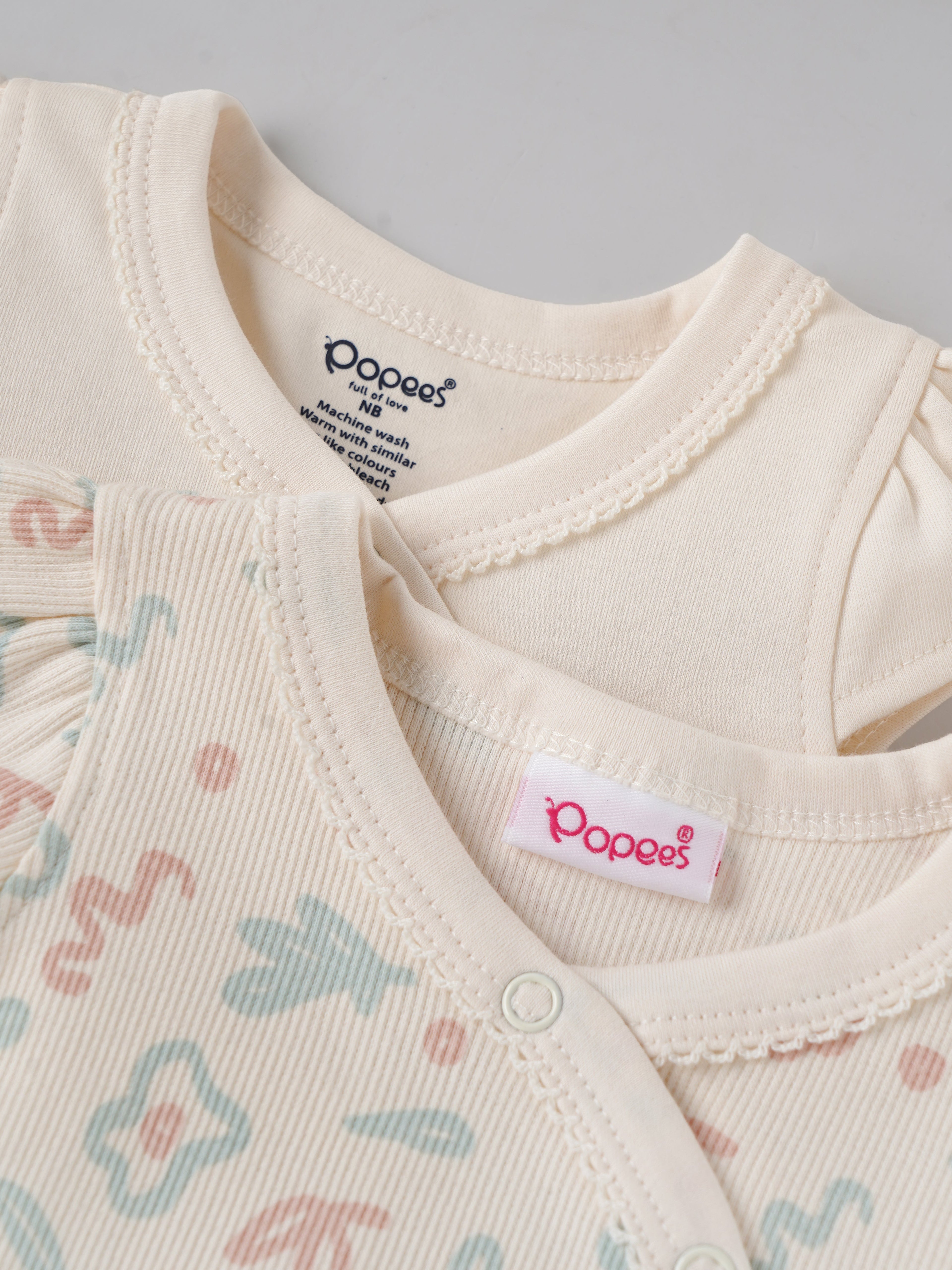 Popees Baby Girls Cotton Jabla Pack of 2| Tiny Baby, Newborn to 6 Months