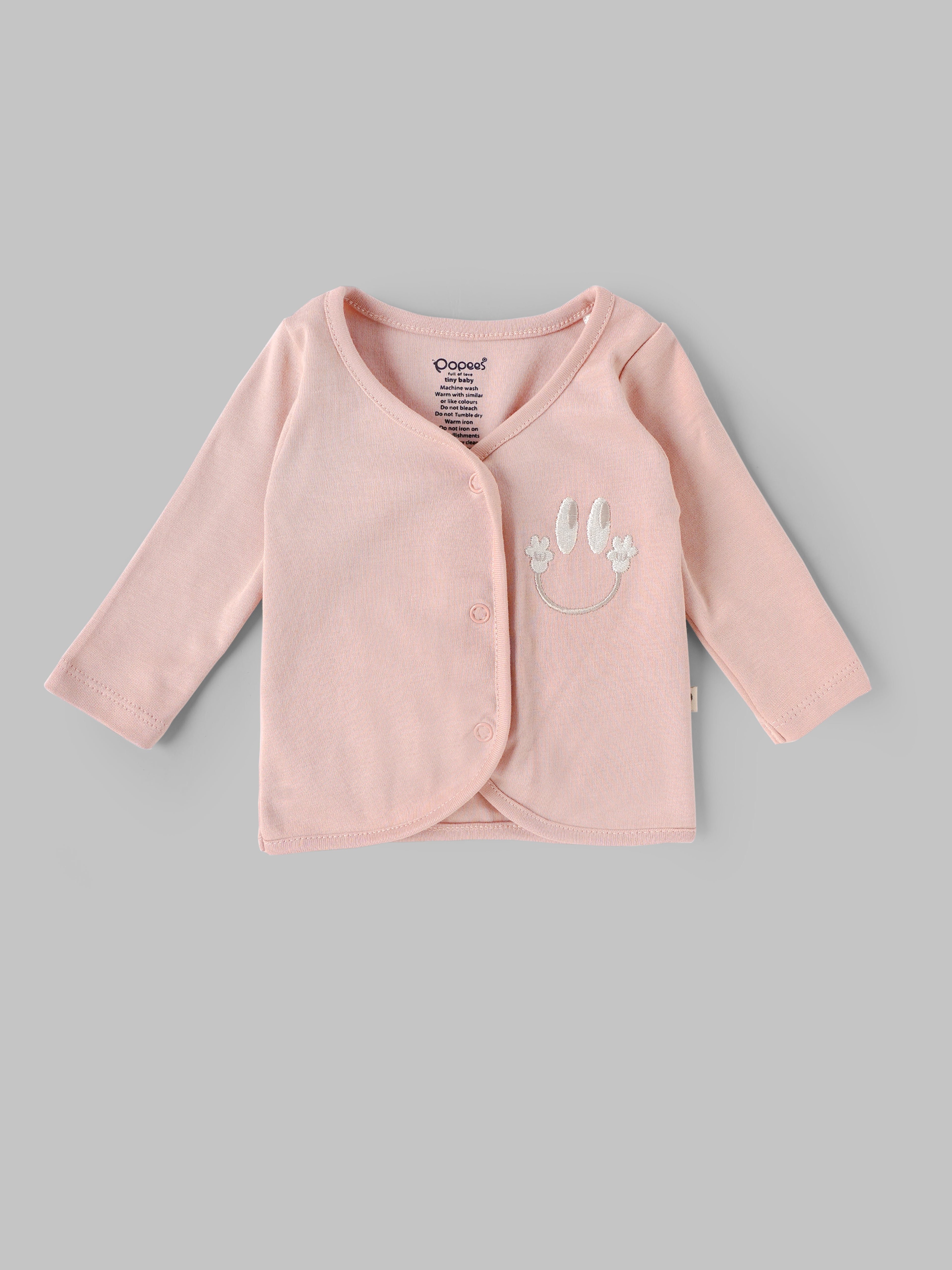 Popees Baby Girls Cotton Front Open Jabla Pack of 2| Tiny Baby, Newborn to 6 Months