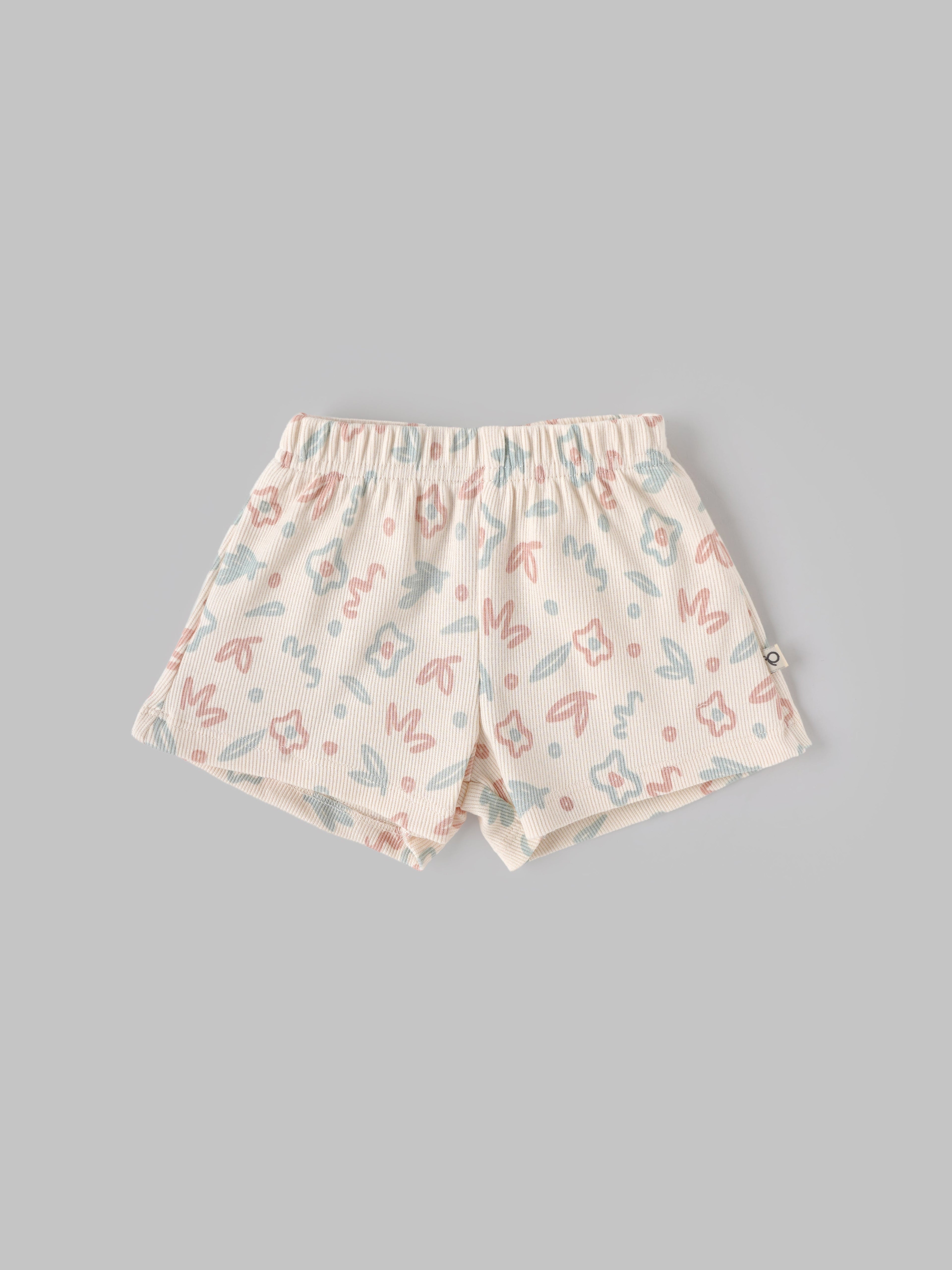 Popees Baby Girls Cotton Shorts Pack of 2 |Soft Solid & Floral Pull-On Shorts with Elastic Waist |Newborn–9 Months