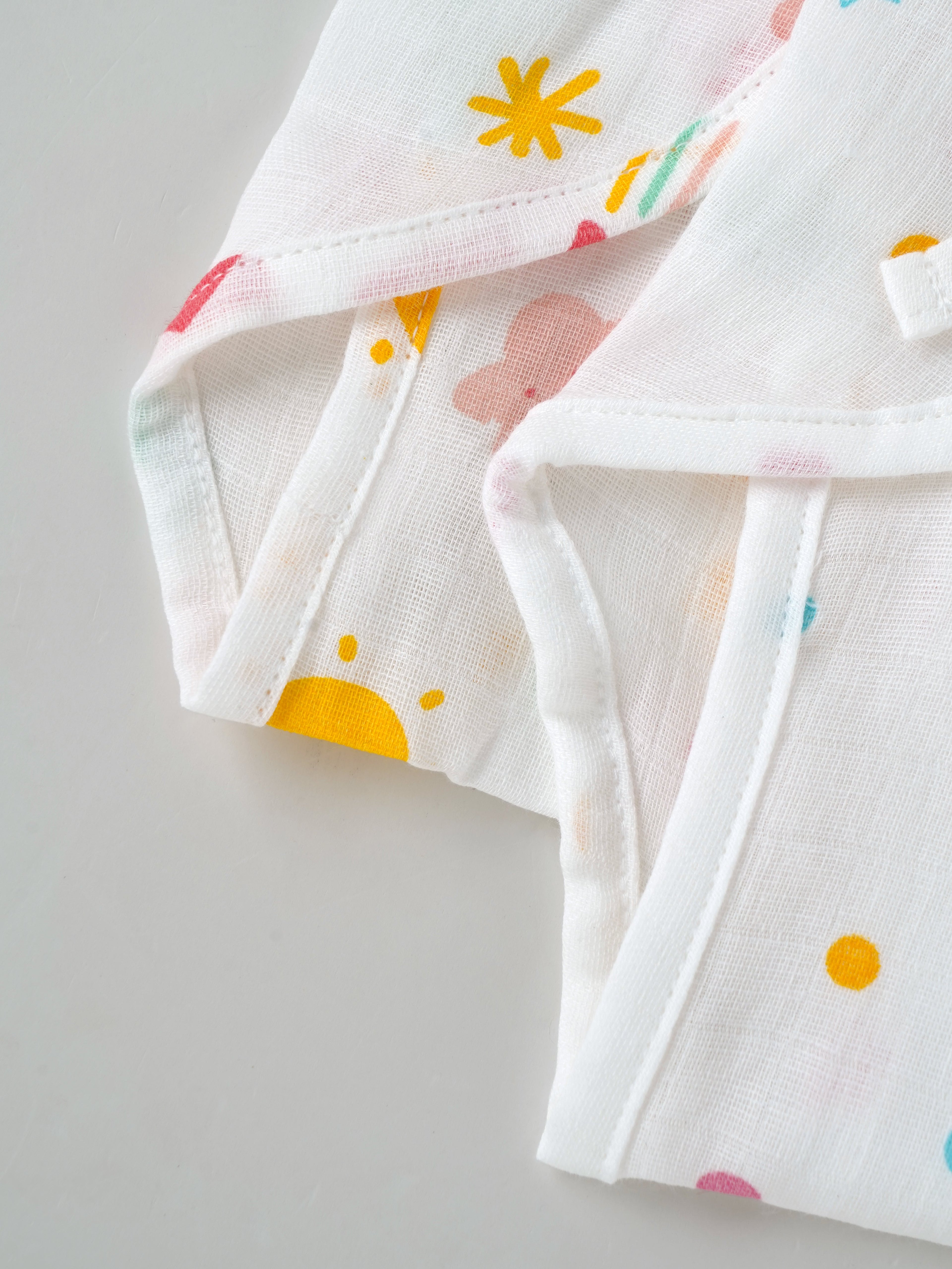 Popees Baby Cotton Muslin Nappy Pack of 2|Soft Tie-Up Reusable Cloth Diaper for Newborns