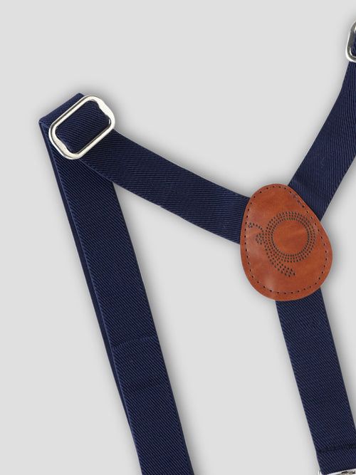 Elastic Suspenders With Leather Cross Patch