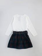 Popees Full Sleeve Top & Check Skirt Set (1-6 Years) for Girls