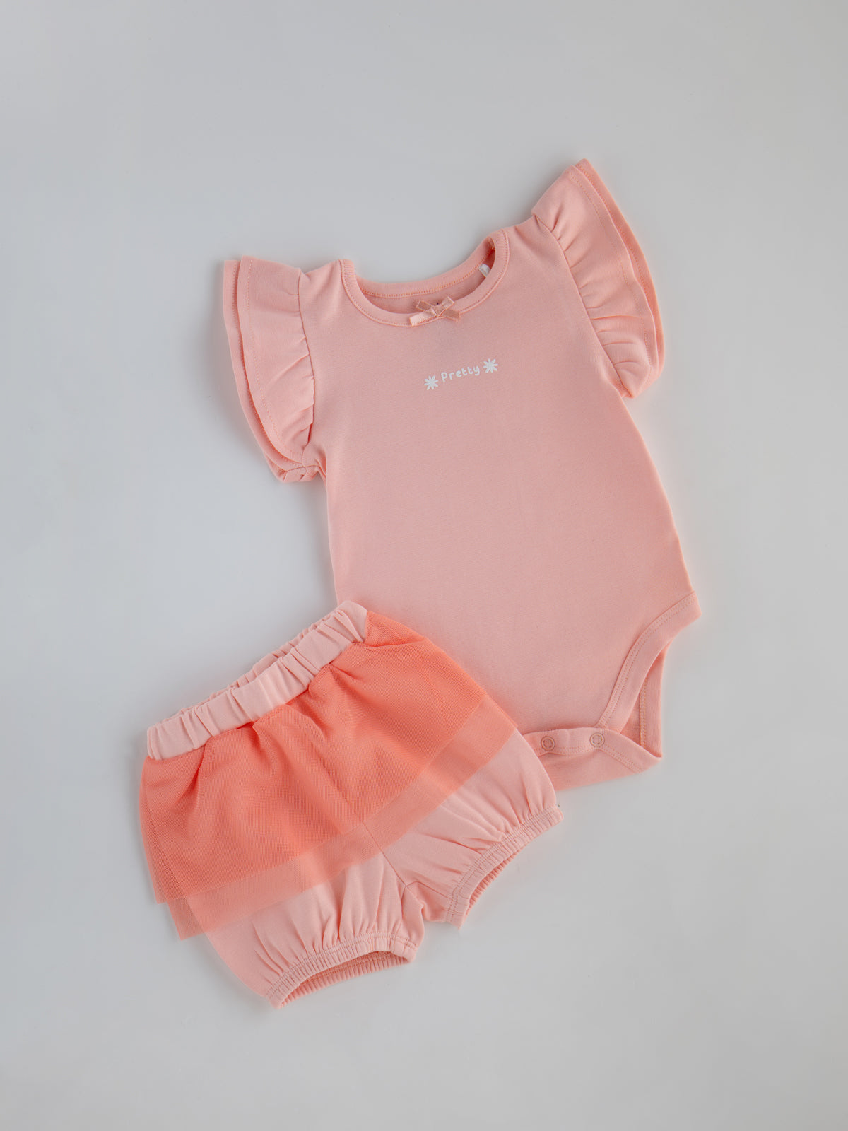 Trendy & Comfy Bodysuit And Meshed Bloomer Cord Set for Girls