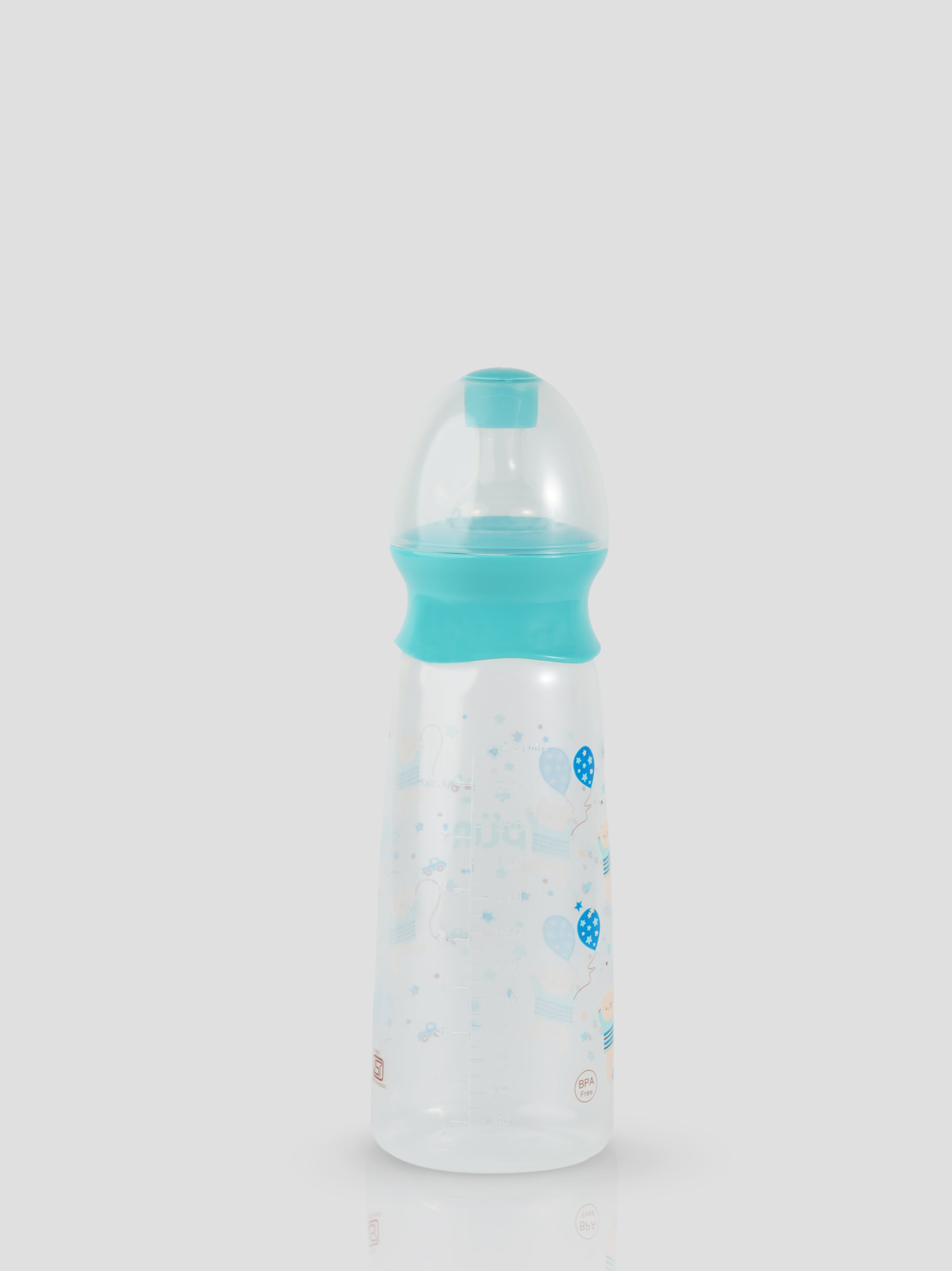 Printed & Narrow Neck Feeding Bottle- 250ml (color may vary depending on availability)