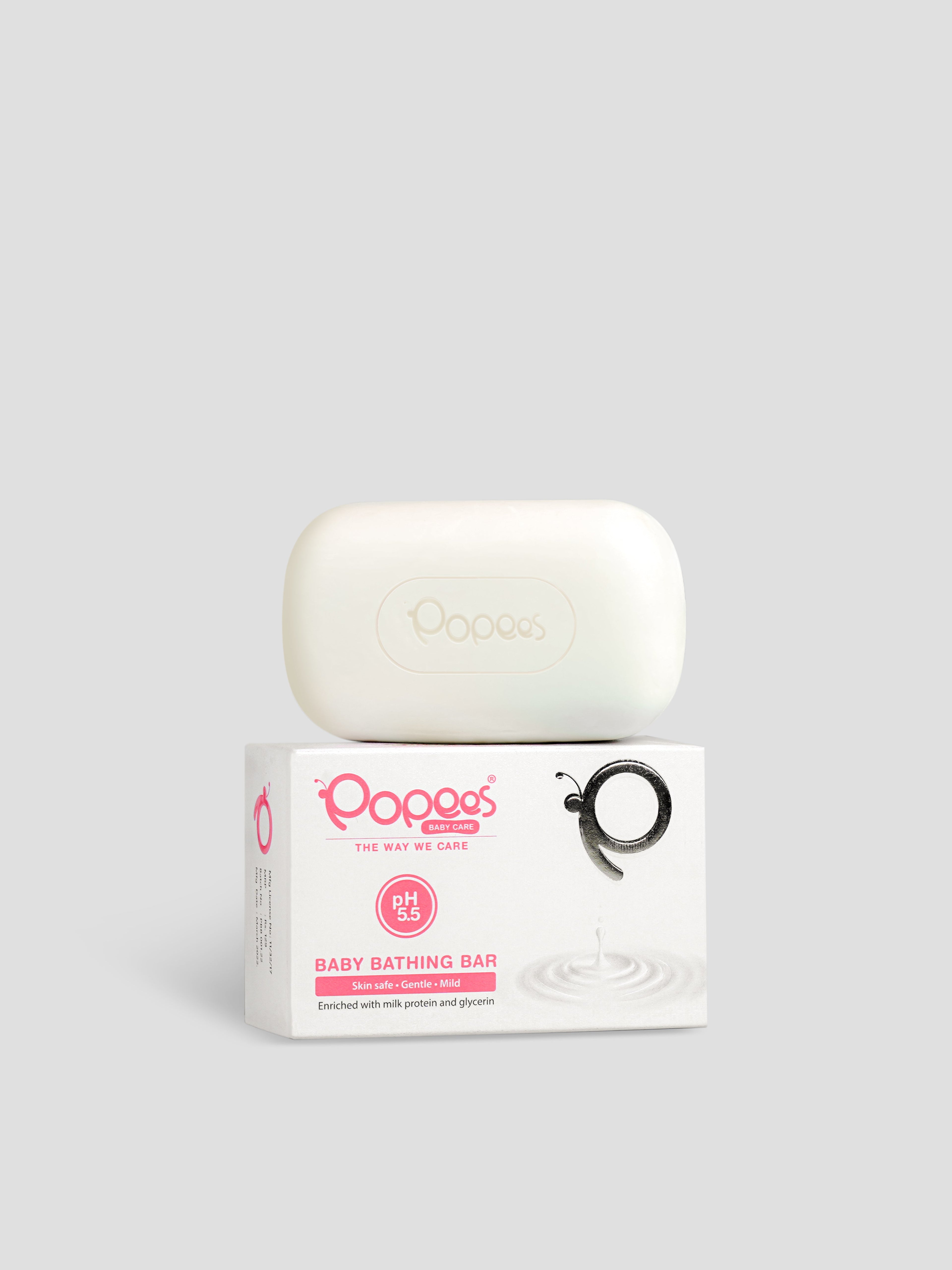 Popees Ultra-gentle Dermatologist Recommended Baby Bathing Bar with pH 5.5