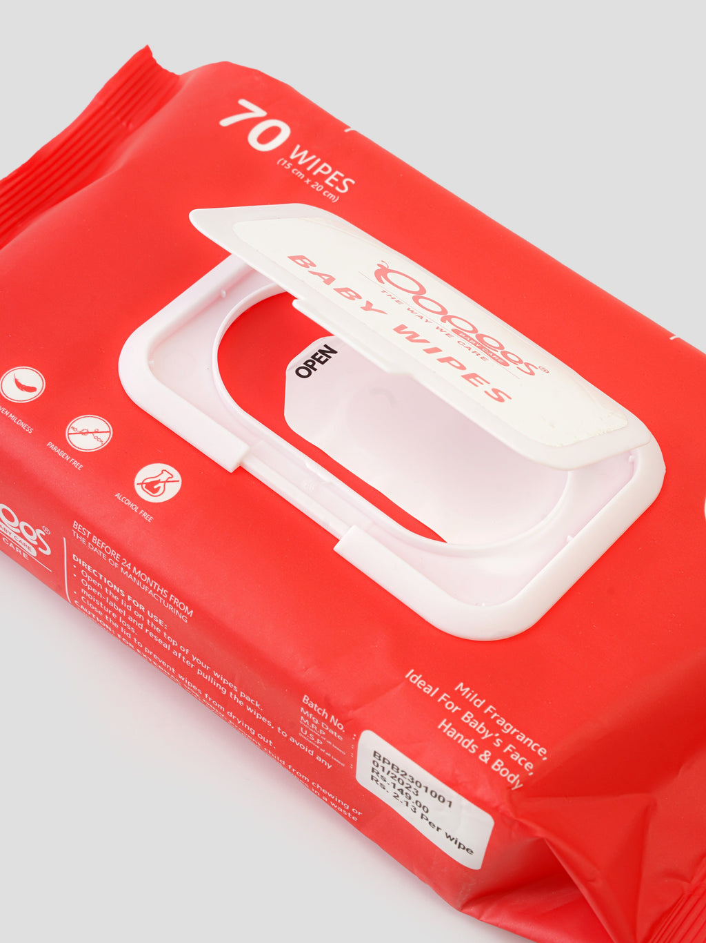 Popees Anti-bacterial Vitamin E & Aloe Vera Baby Wet Wipes -70 PCS