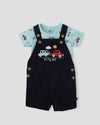 Stylish & Adorable Embroidered Corduroy Dungaree Set With Printed T-Shirt for Boys