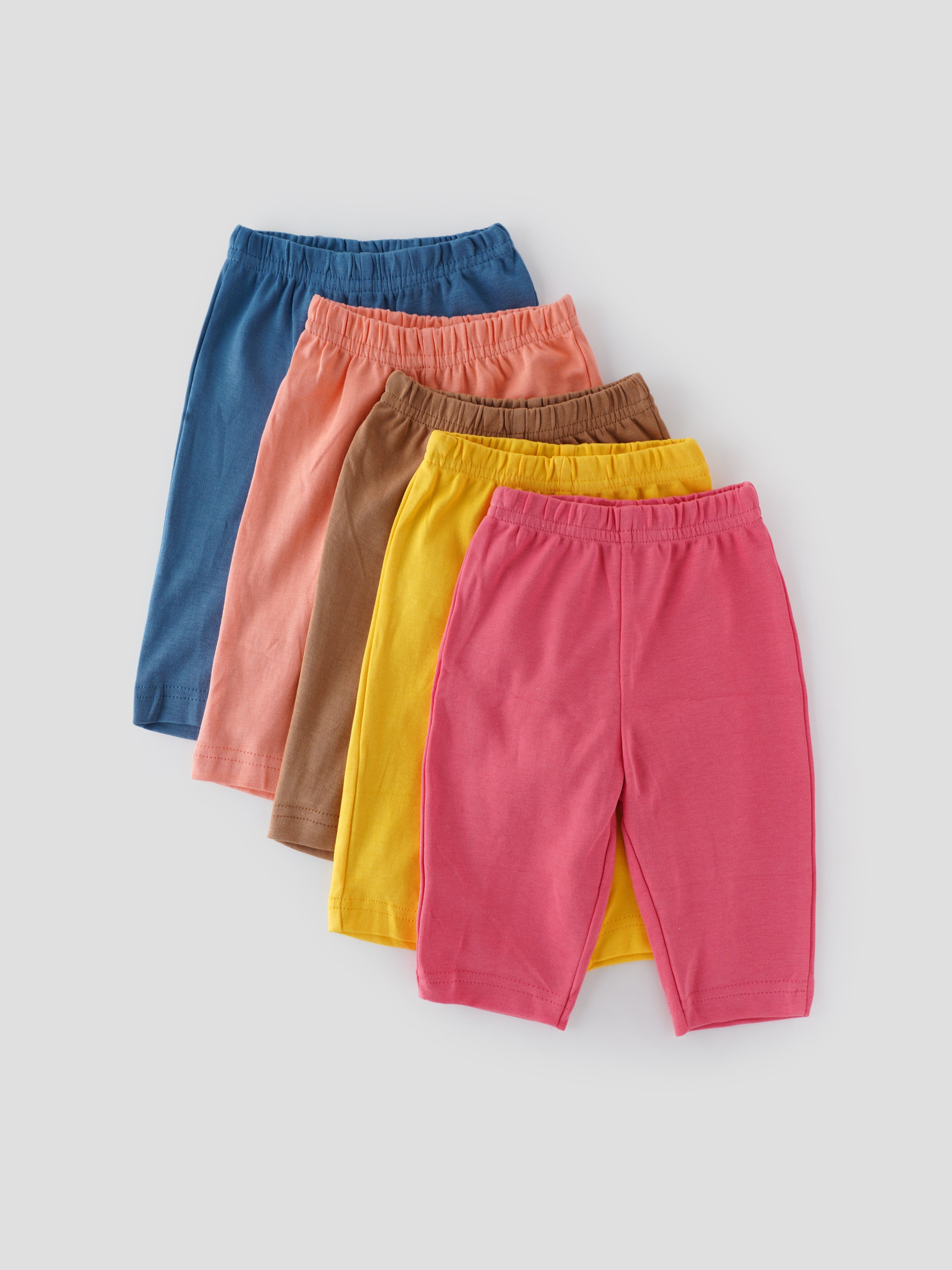 Popees 100% Cotton Pants 5 Pieces Set for Newborn Babies (color may vary depending on availability)