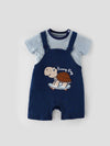 Stylish & Adorable Embroidered Dungaree With T-Shirt Set for Boys