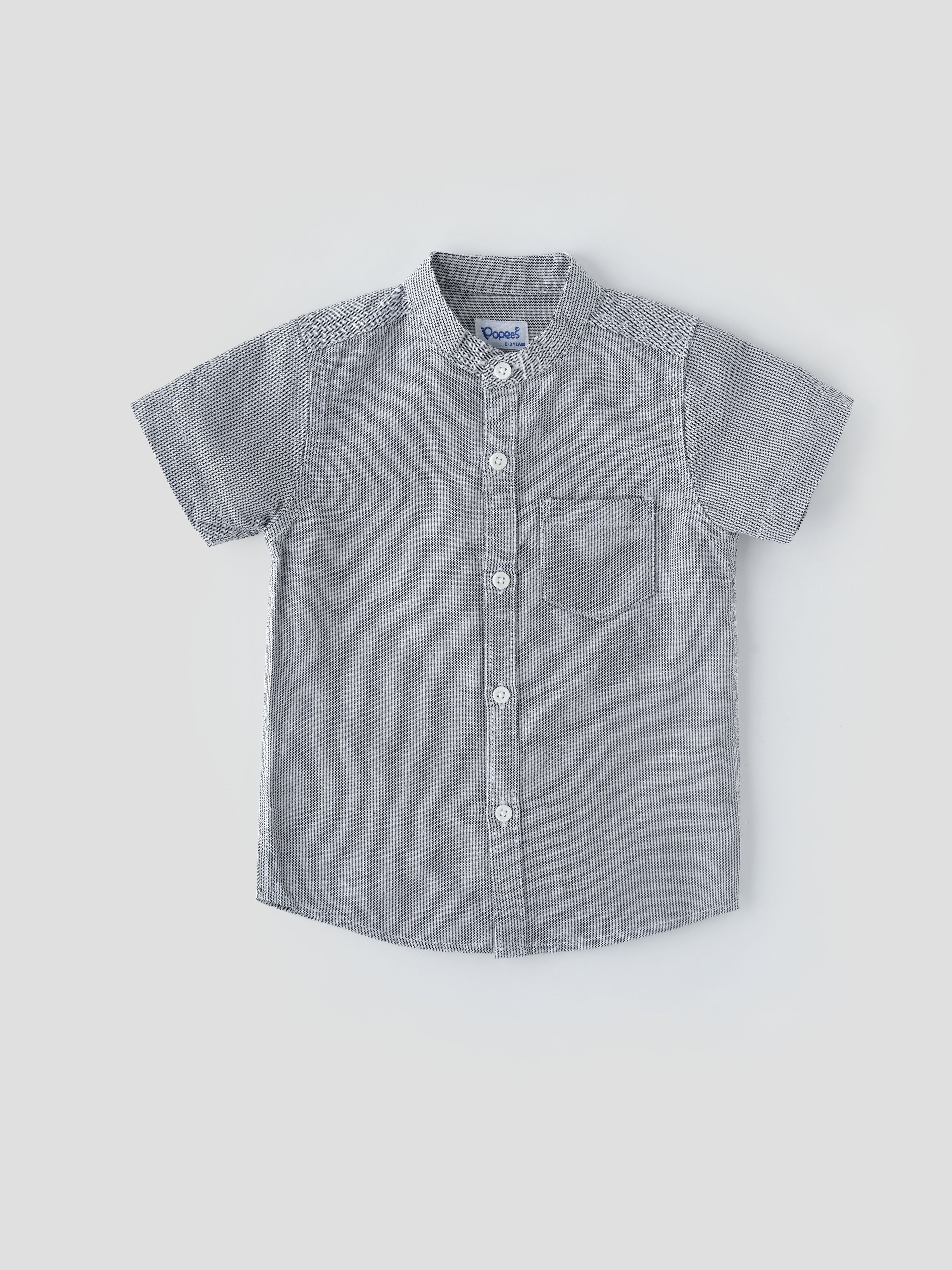 Popees Mandarin Collar Half Sleeve Shirt (1–8 Years) for Boys