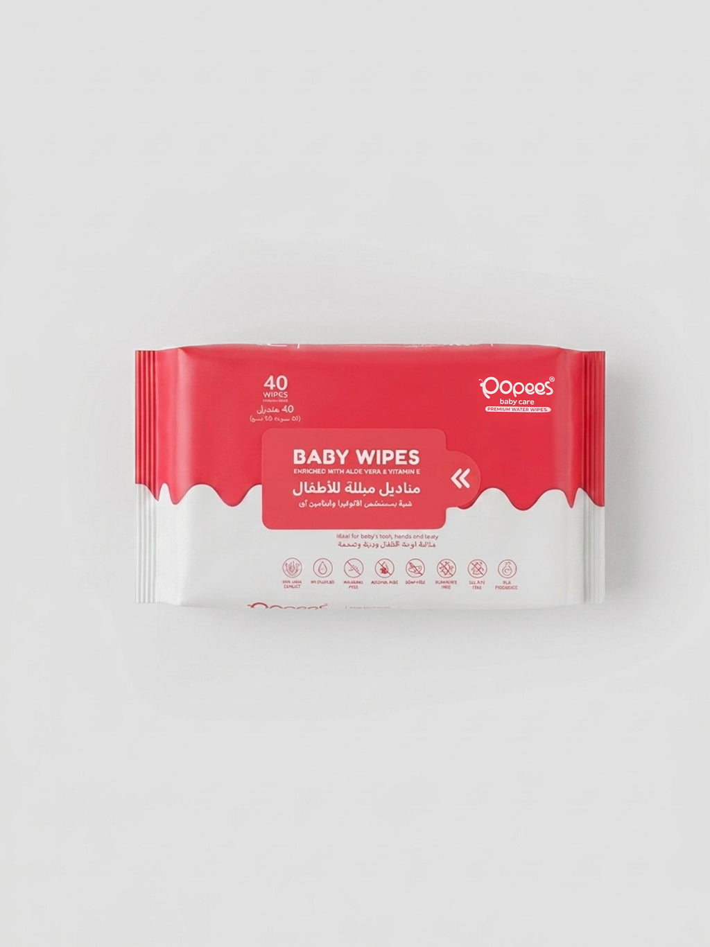 Popees Anti-bacterial Vitamin E & Aloe Vera Baby Wet Wipes - 40 PCS