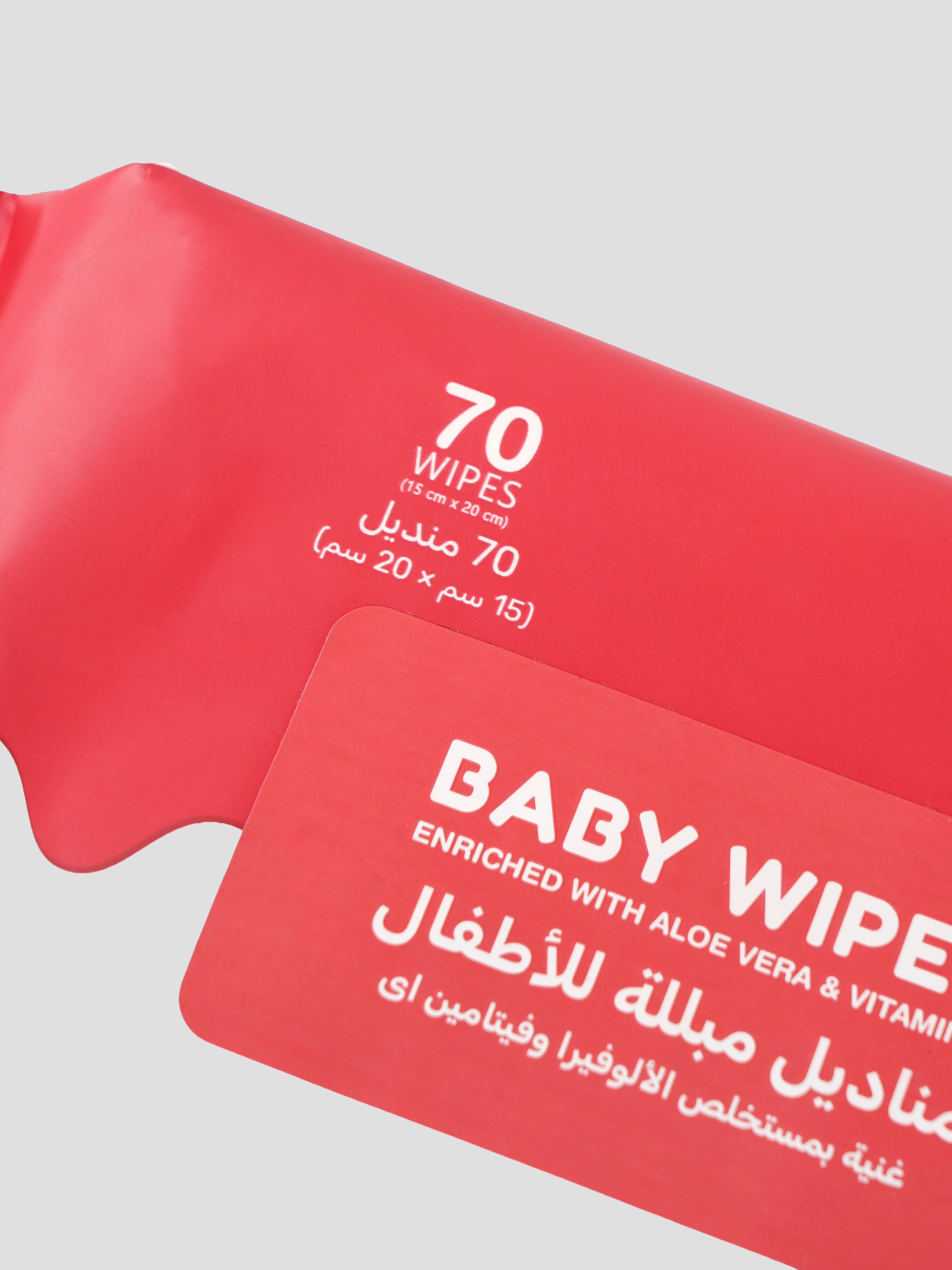 Popees Anti-bacterial Vitamin E & Aloe Vera Baby Wet Wipes - 70 PCS