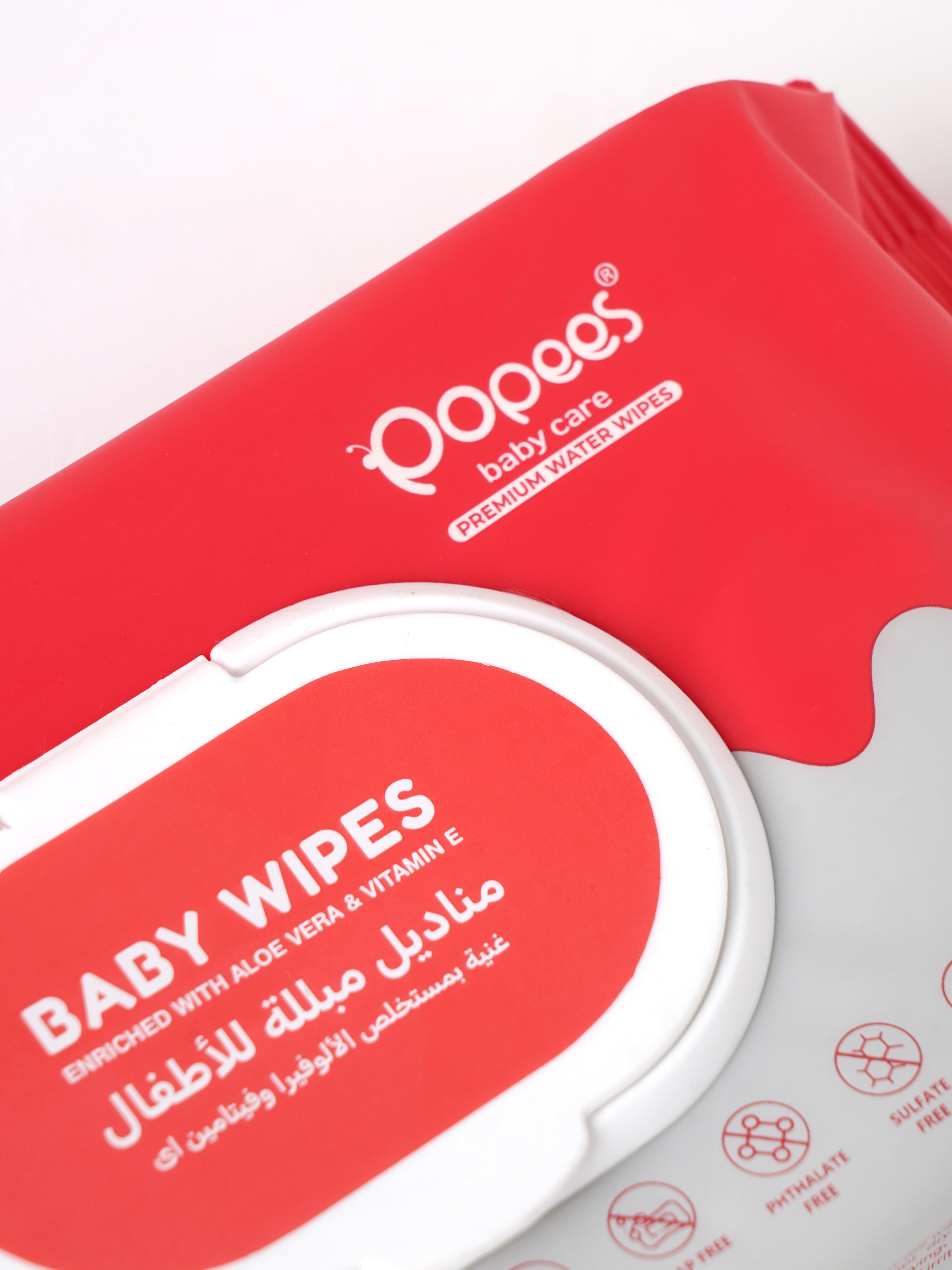 Popees Anti-bacterial Vitamin E & Aloe Vera Baby Wet Wipes -70 PCS