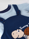 Stylish & Adorable Embroidered Dungaree With T-Shirt Set for Boys