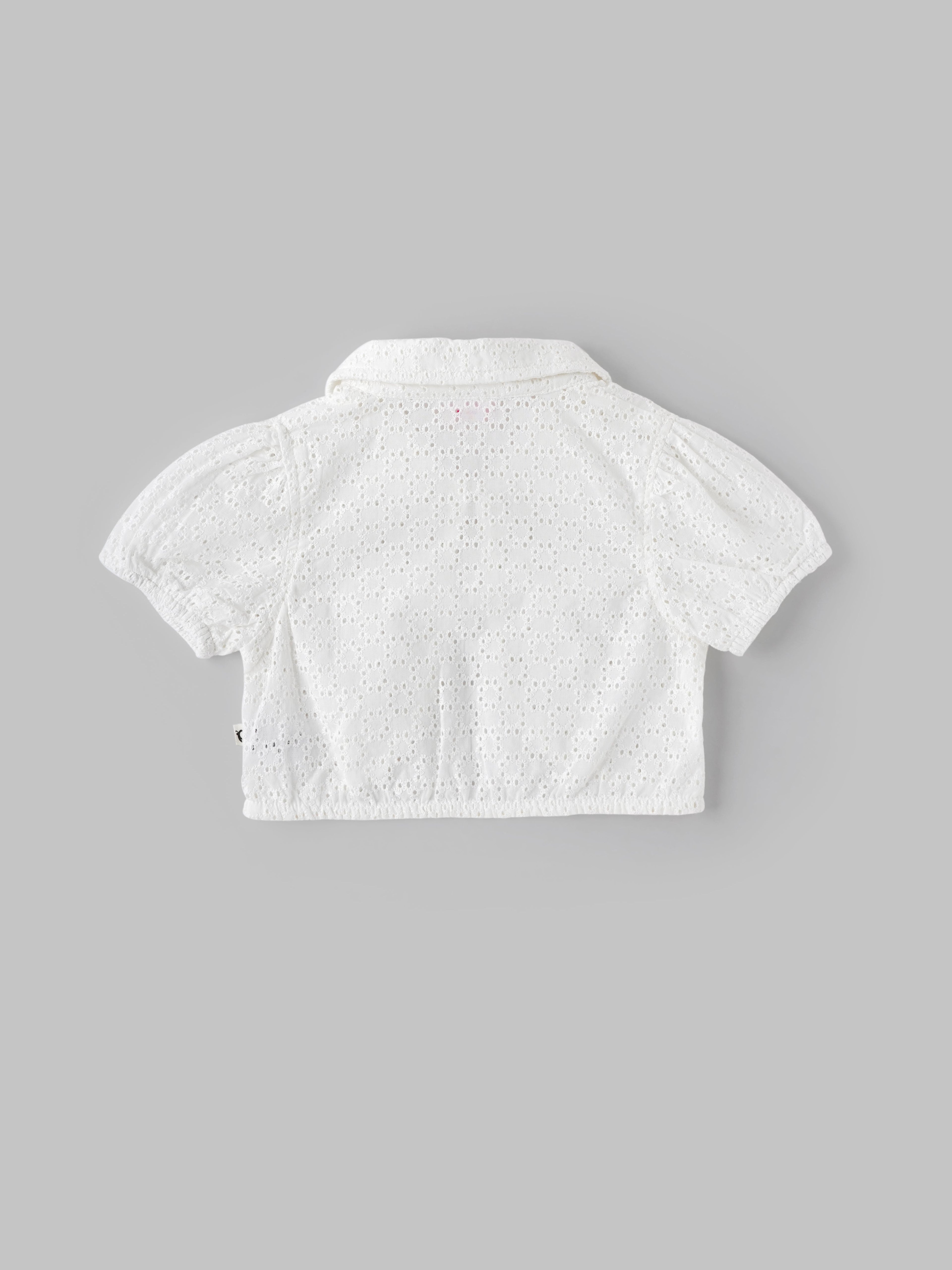 Popees Elegant White Eyelet Embroidered Jacket (3-36 Months) for Baby Girls