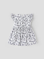 Popees Baby Girls Flutter Sleeve Cotton Dress| White & Grey| 3-36 Months