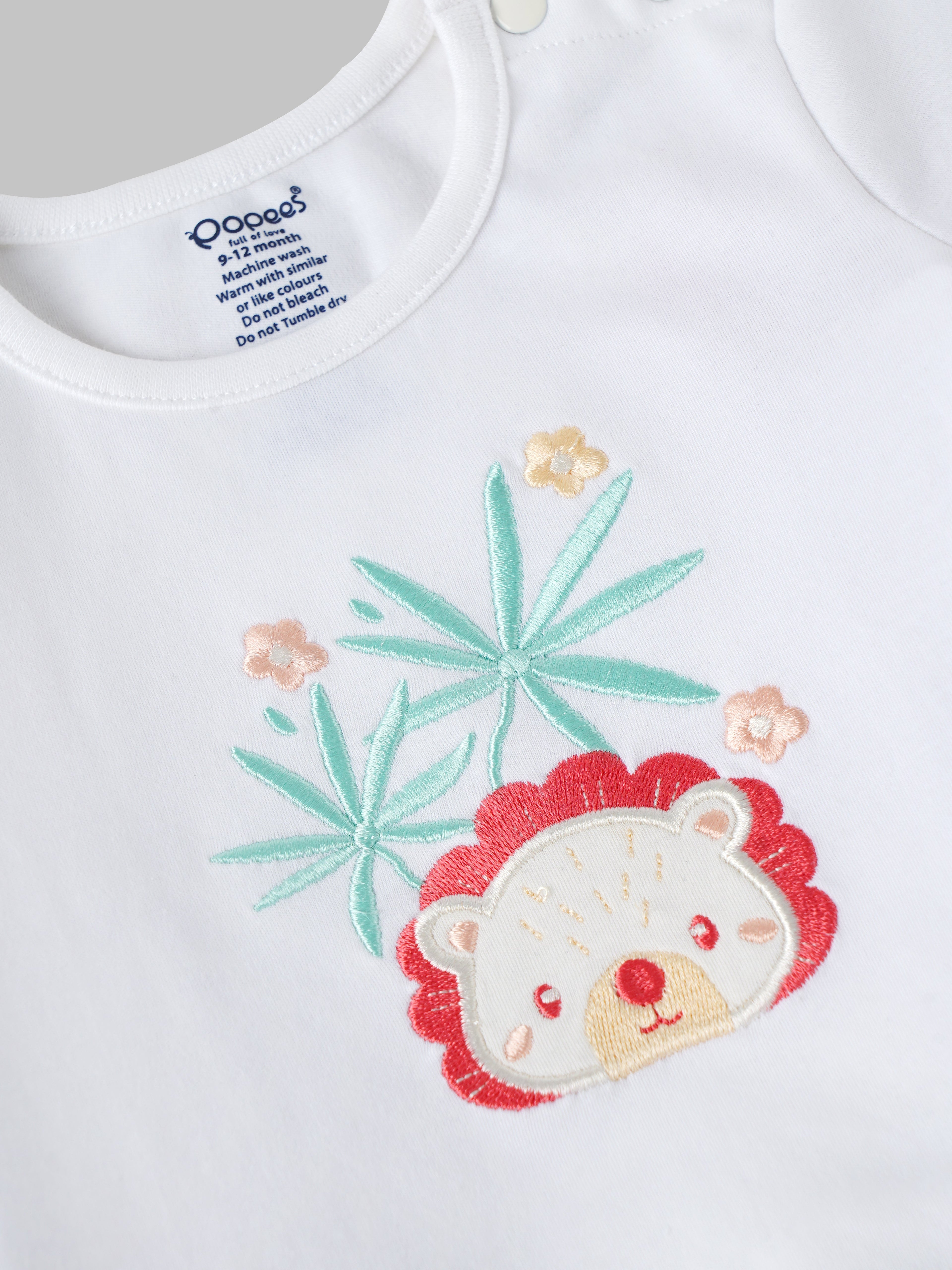 Popees Short Sleeve (3–36 Months) Chest Printed Top for Newborn Girls