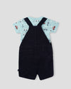 Stylish & Adorable Embroidered Corduroy Dungaree Set With Printed T-Shirt for Boys