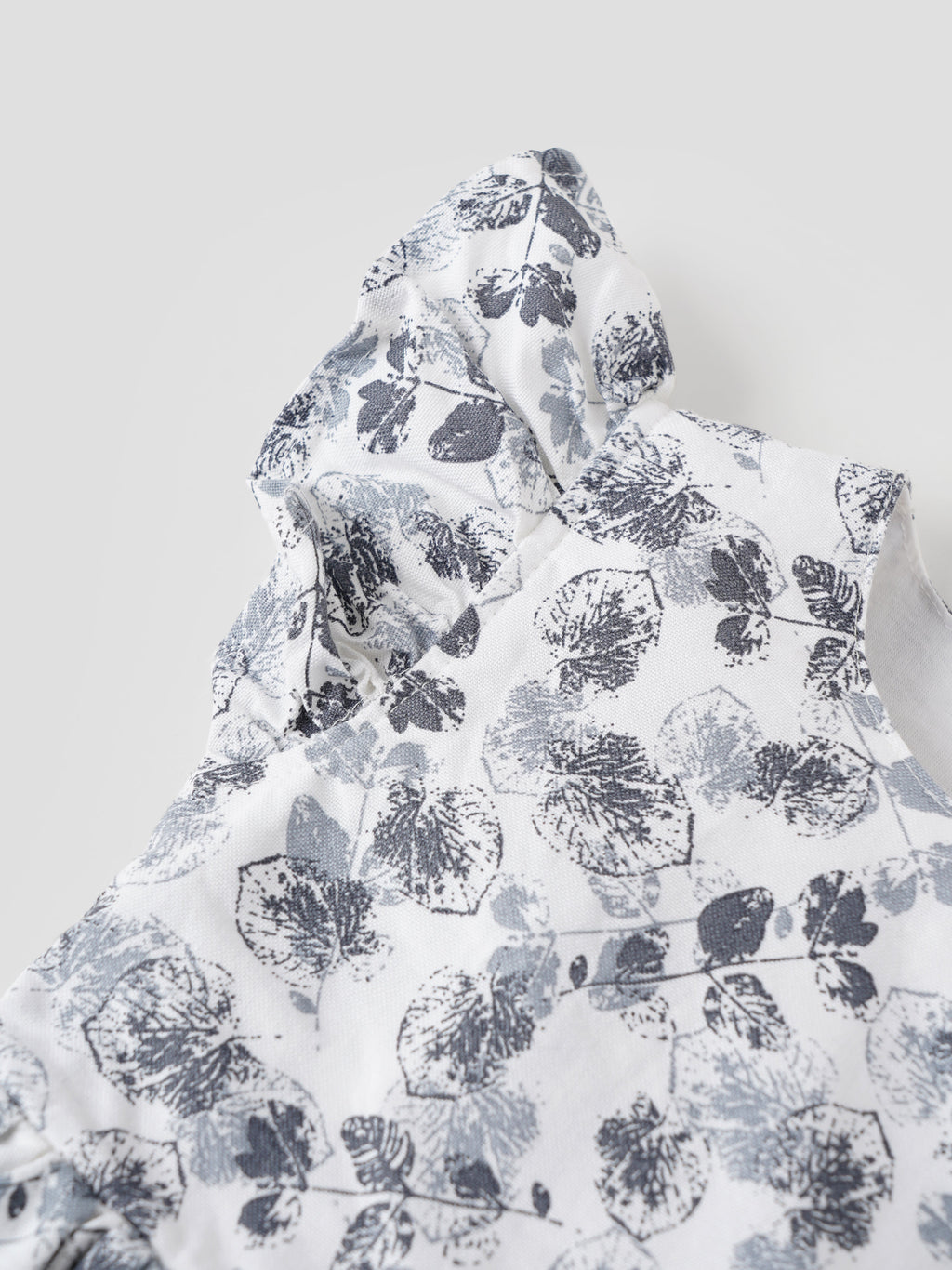 Popees Baby Girls Flutter Sleeve Cotton Dress| White & Grey| 3-36 Months