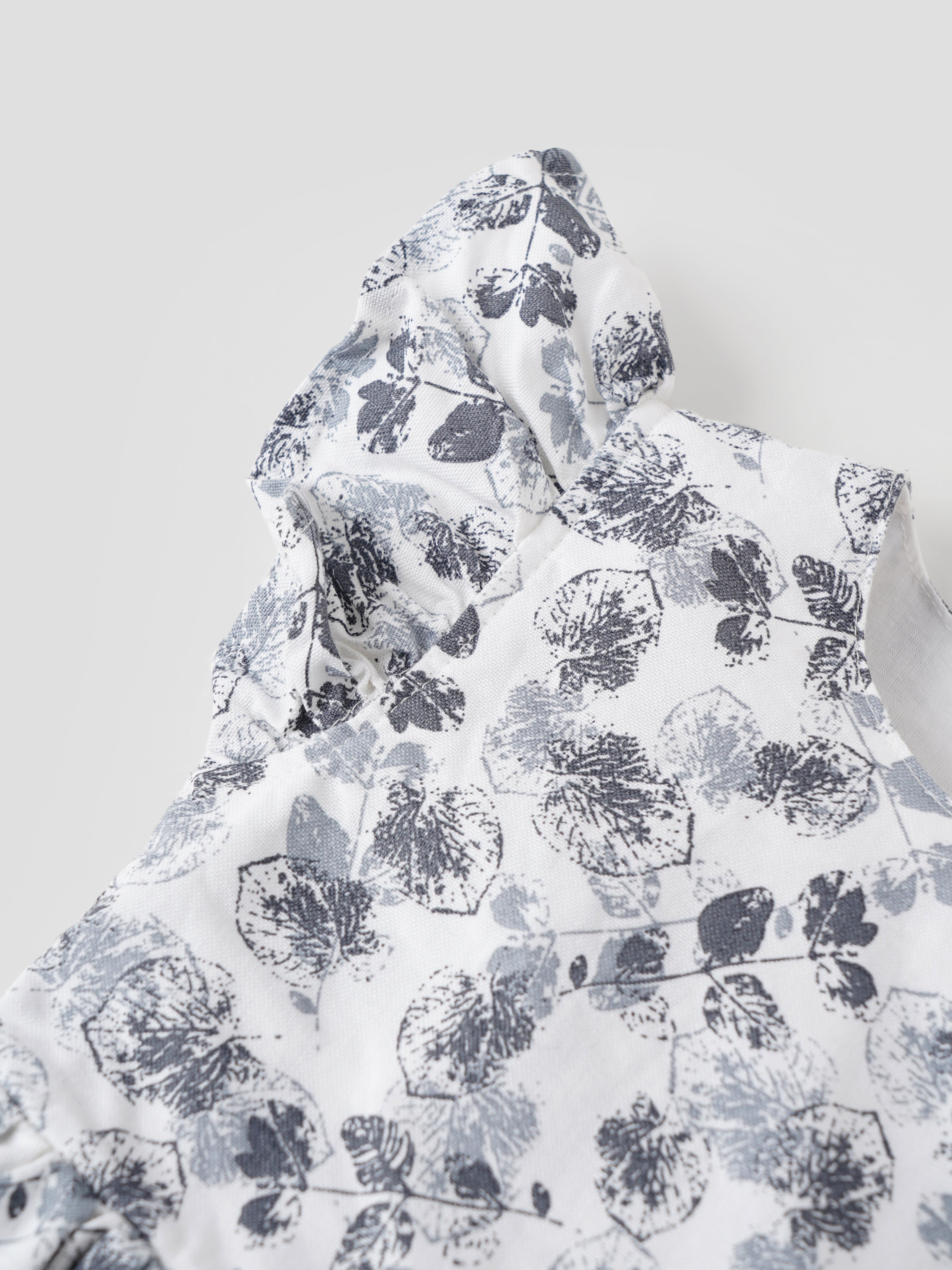 Popees Baby Girls Flutter Sleeve Cotton Dress| White & Grey| 3-36 Months