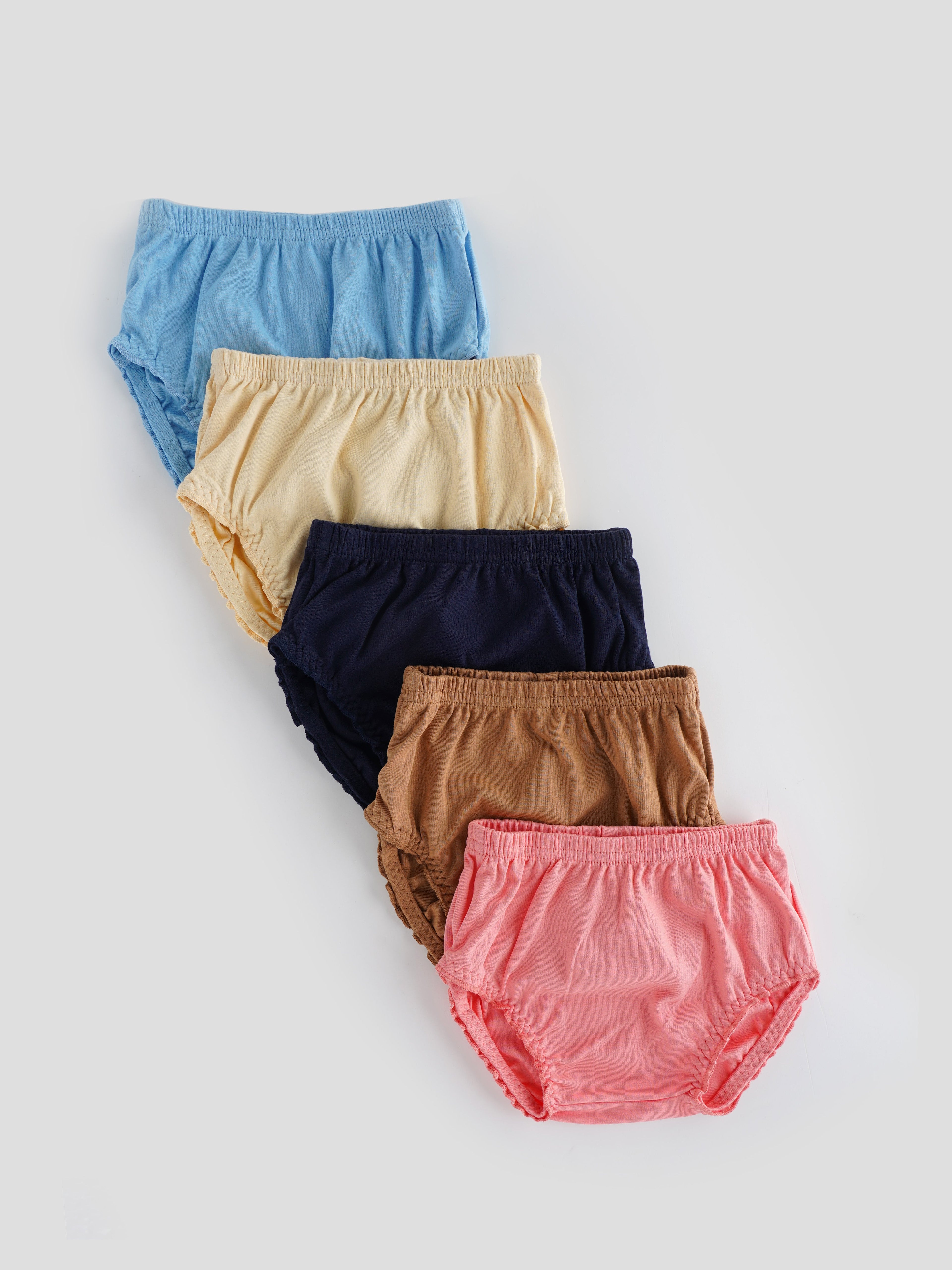 Popees 100% Cotton Panties 5 Pieces Set for Baby Girls (color may vary depending on availability)