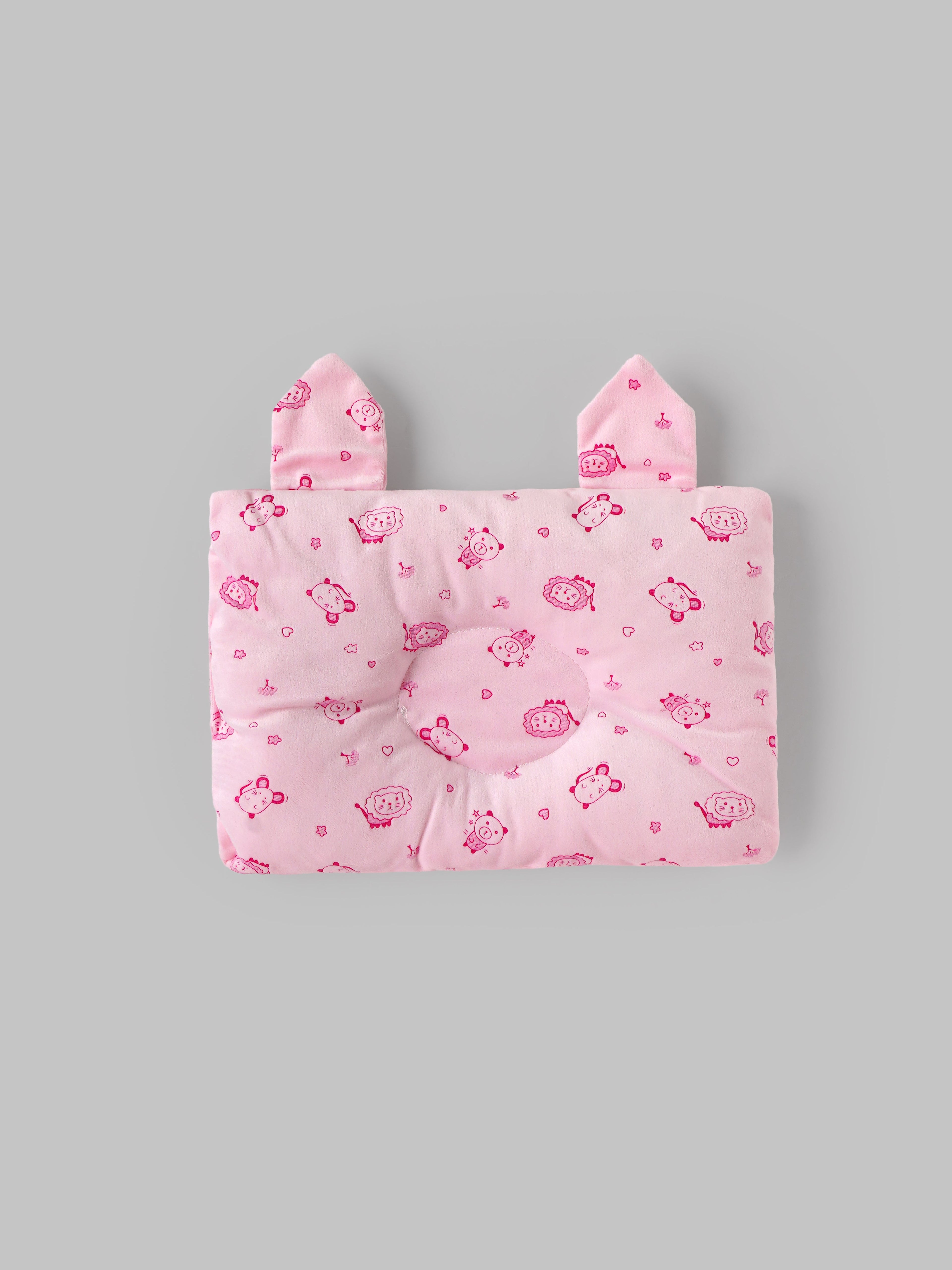 Popees Newborn Baby Head Pillow, Soft Cotton Infant Pillow for Crib & Stroller – Light Pink