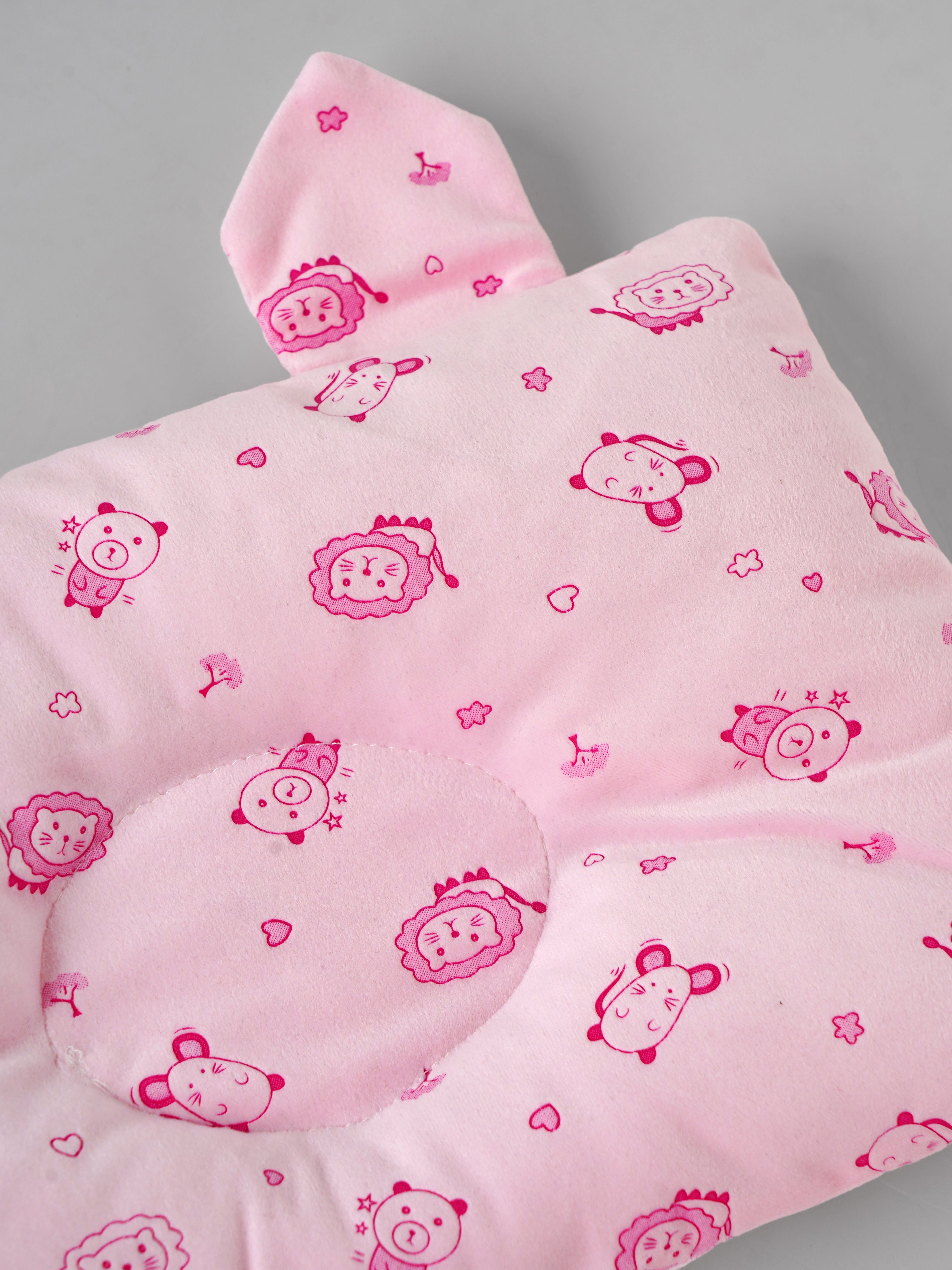 Popees Newborn Baby Head Pillow, Soft Cotton Infant Pillow for Crib & Stroller – Light Pink