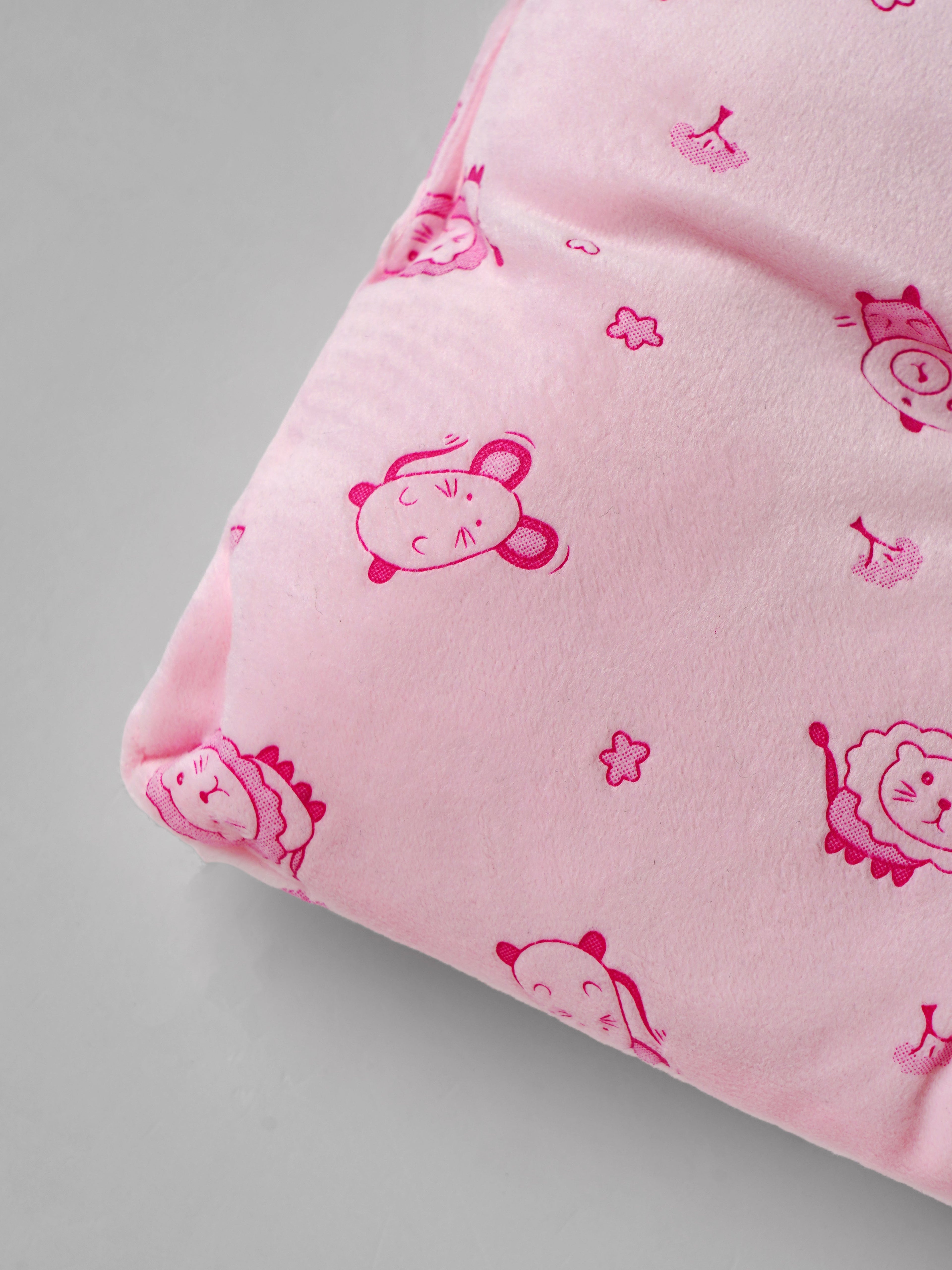 Popees Newborn Baby Head Pillow, Soft Cotton Infant Pillow for Crib & Stroller – Light Pink