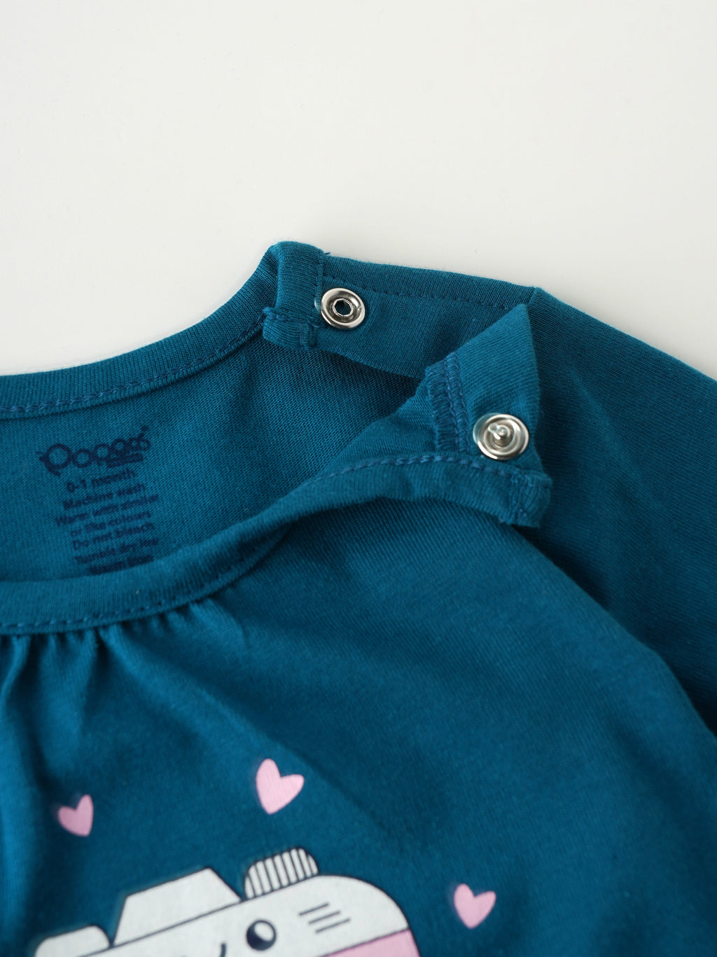 Popees Chest-Printed Full Sleeve Top (0–9 Months) with Shoulder Opening for Baby Girls