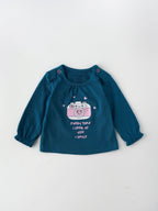 Popees Chest-Printed Full Sleeve Top (0–9 Months) with Shoulder Opening for Baby Girls