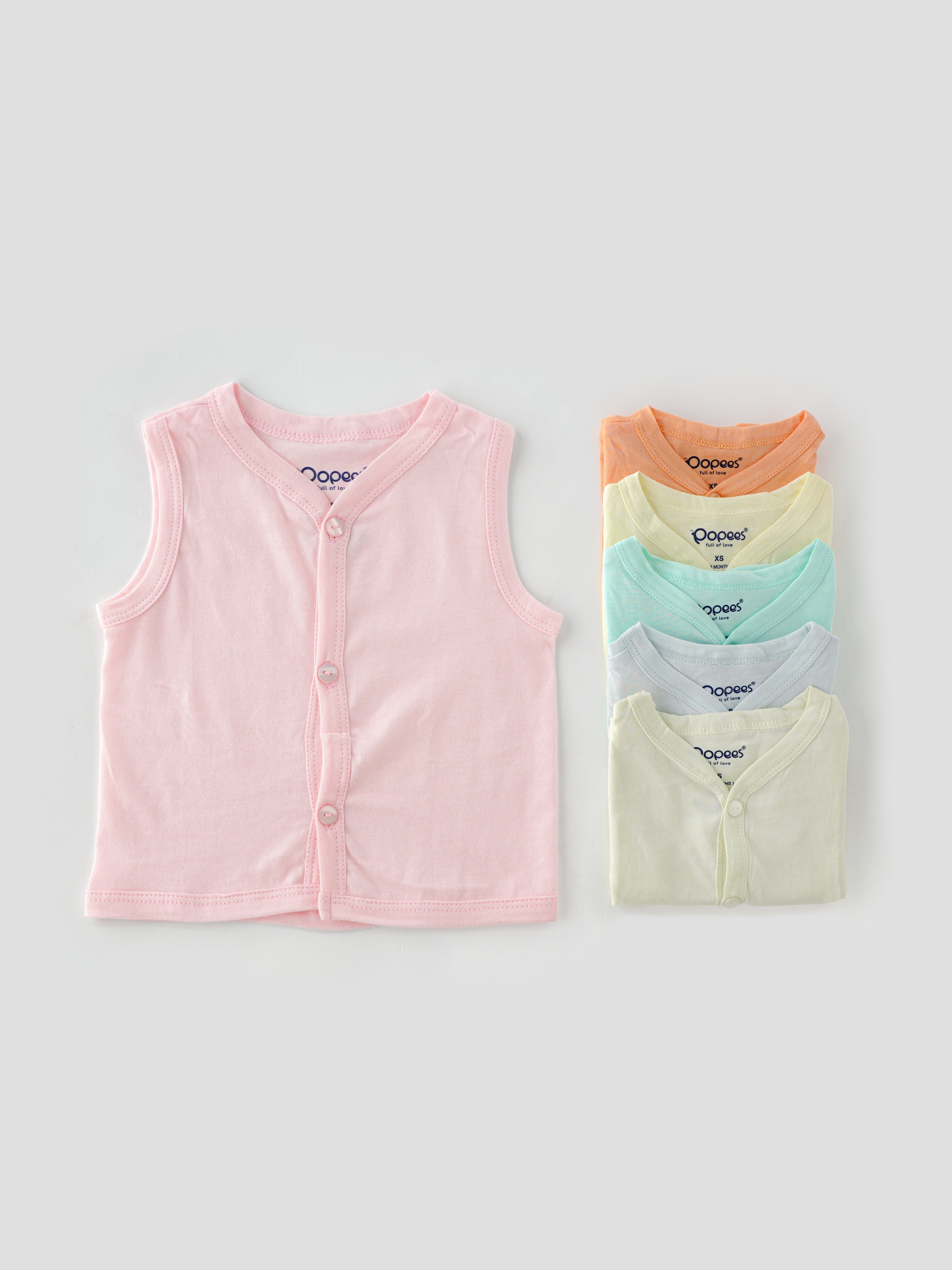 Popees Baby Jhabla – 100% Cotton, Skin-friendly Front Button Tops for Newborns & Infants (Pack of 6)