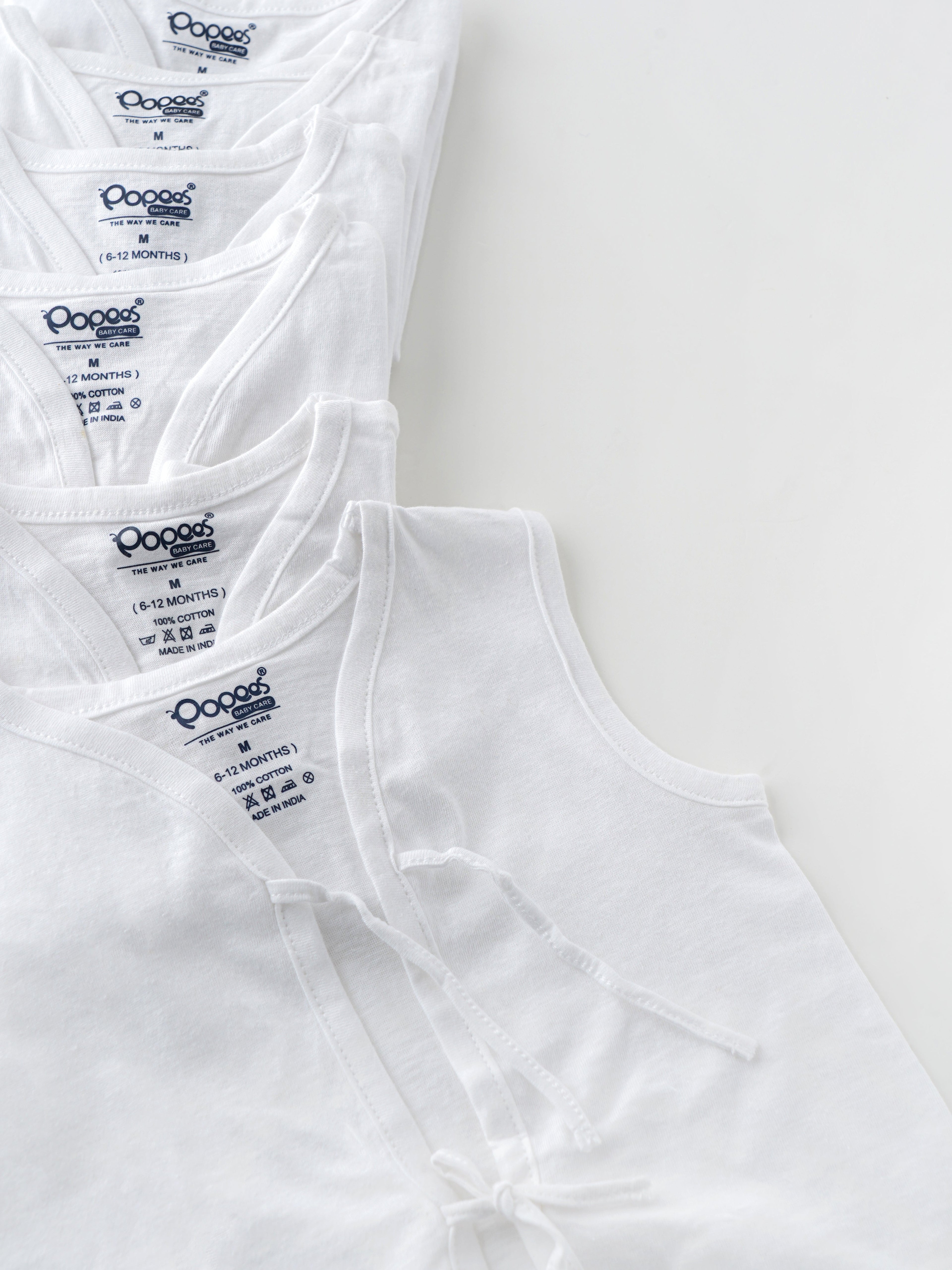 Popees Baby Jhabla – 100% Cotton, Skin-friendly Front Knot Tops for Newborns & Infants (Pack of 6)