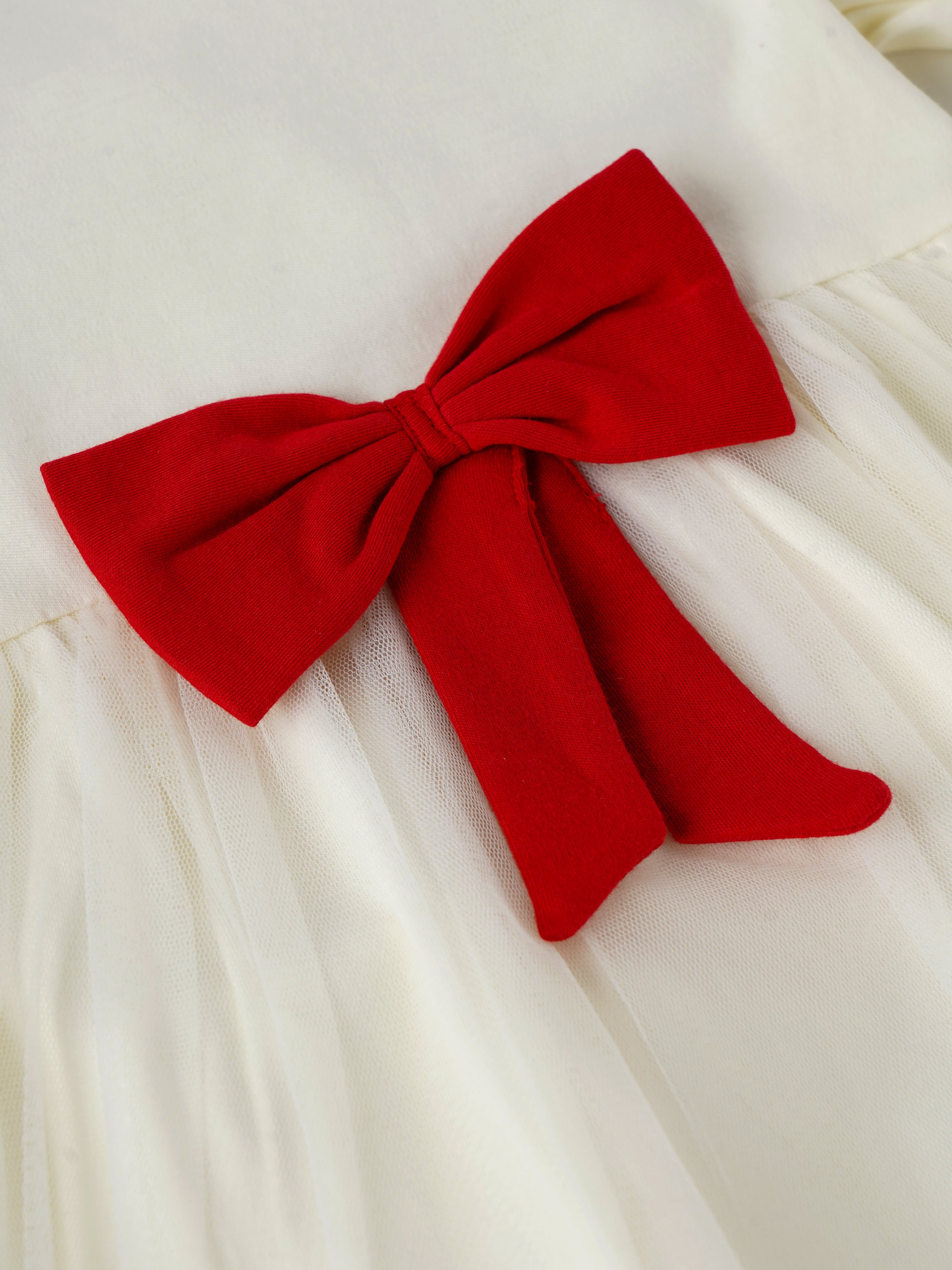 Popees Baby Girls Bow Detail Short Sleeve Dress with Panty| Cream| S-L Size