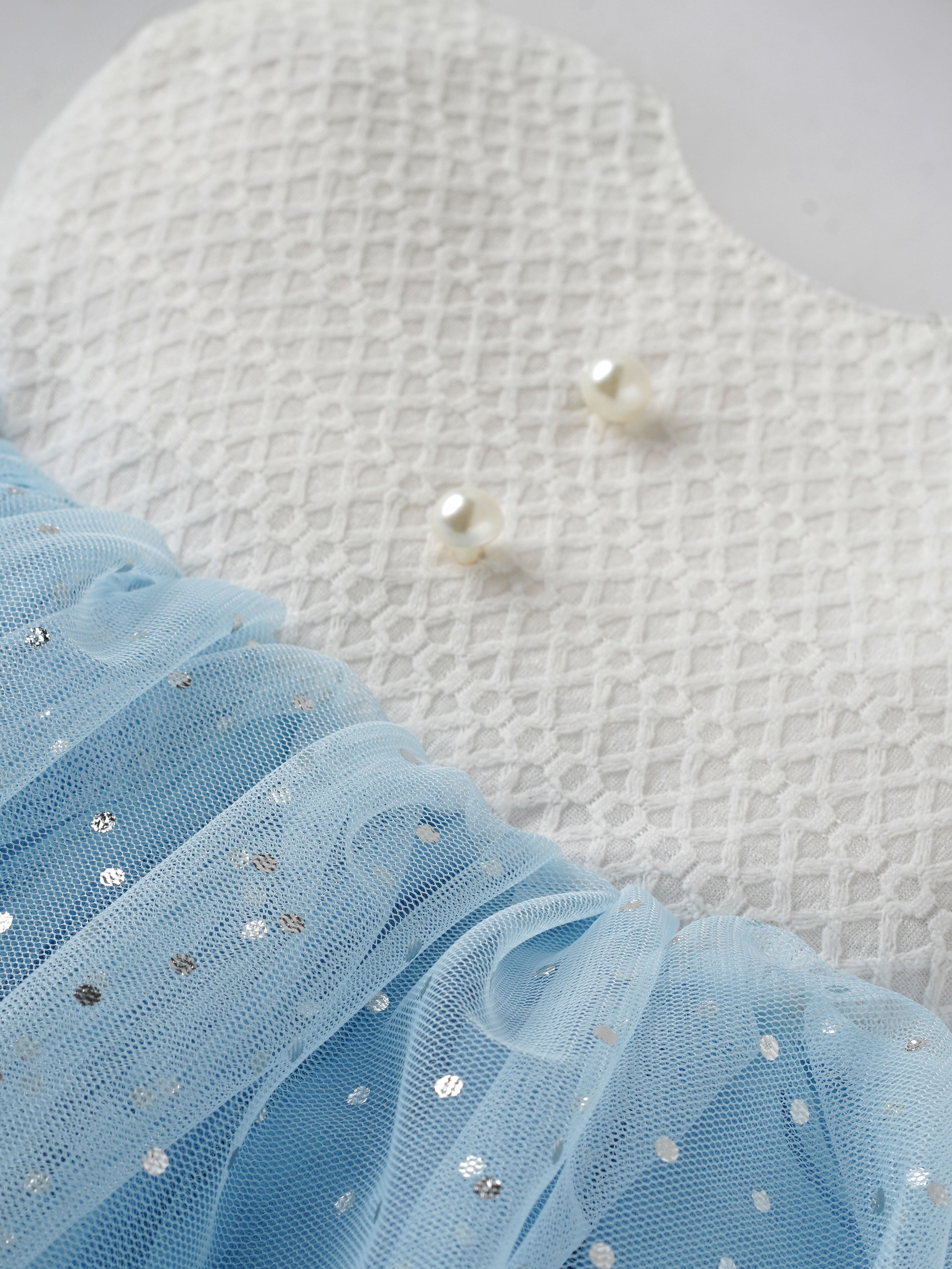 Popees Elegant Blue Net Party Wear Dress (9M-4Y) for Baby Girls