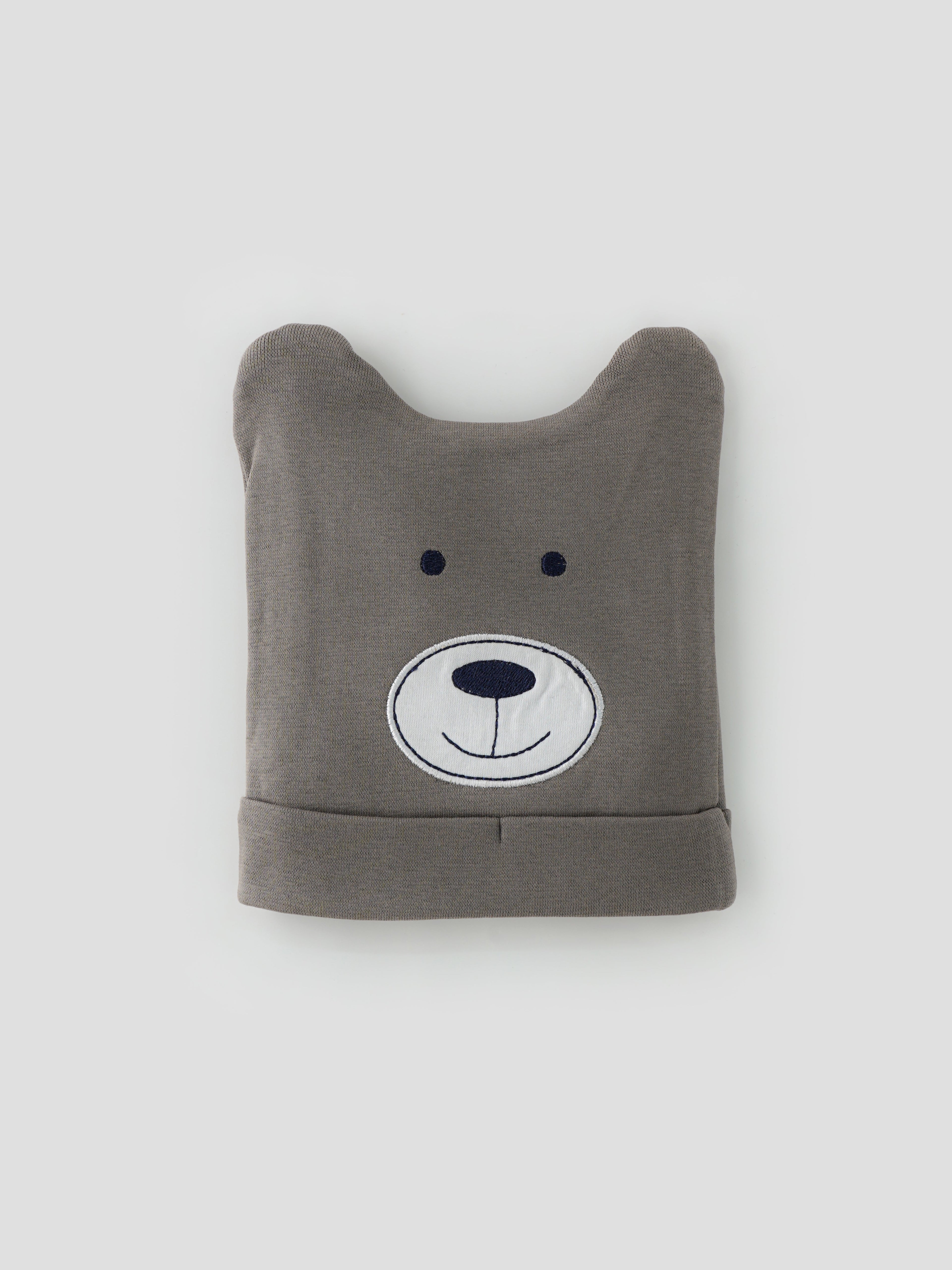 Popees Adorable Bear Face Winter Cap for Babies – Soft Fleece, Warm & Cozy Hat for Babies