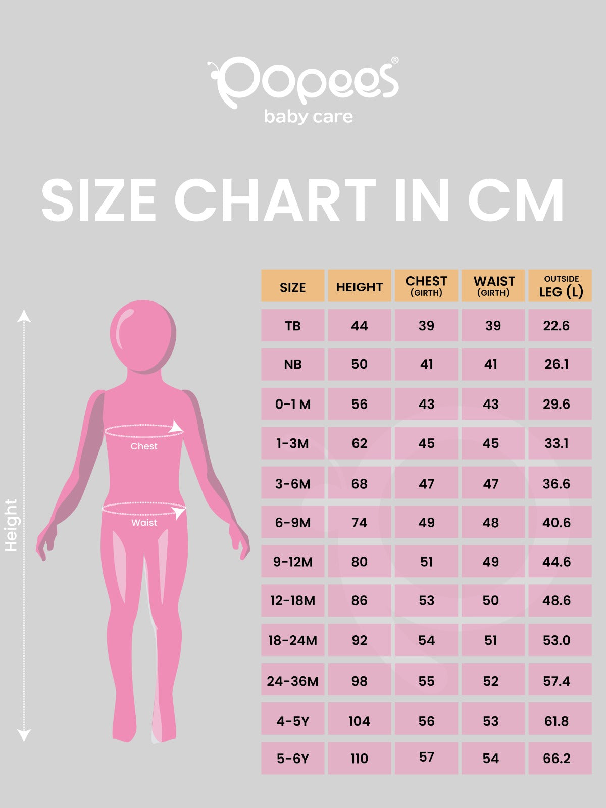 Popees Baby Full Sleeve Cotton Bodysuit| White| Tiny Baby, Newborn to 6 Months