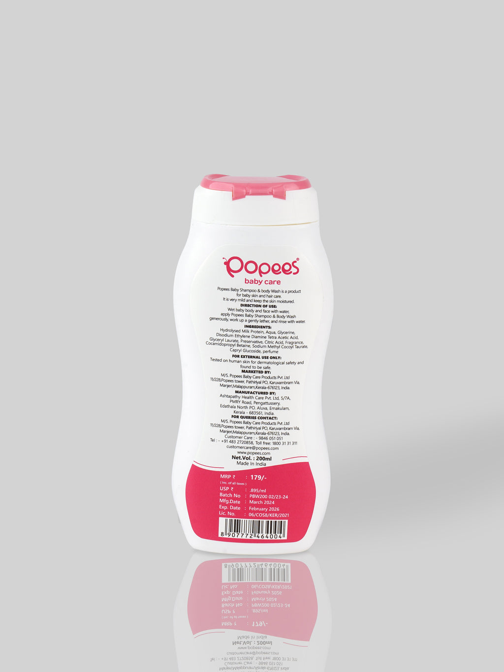 Popees Dermatologically Tested Baby Body Wash & Shampoo with pH 5.5 Prevents Dryness & Irritations