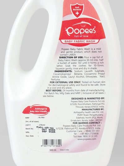 Popees Anti-Bacterial & Baby Skin Friendly Fabric Wash 500 ML