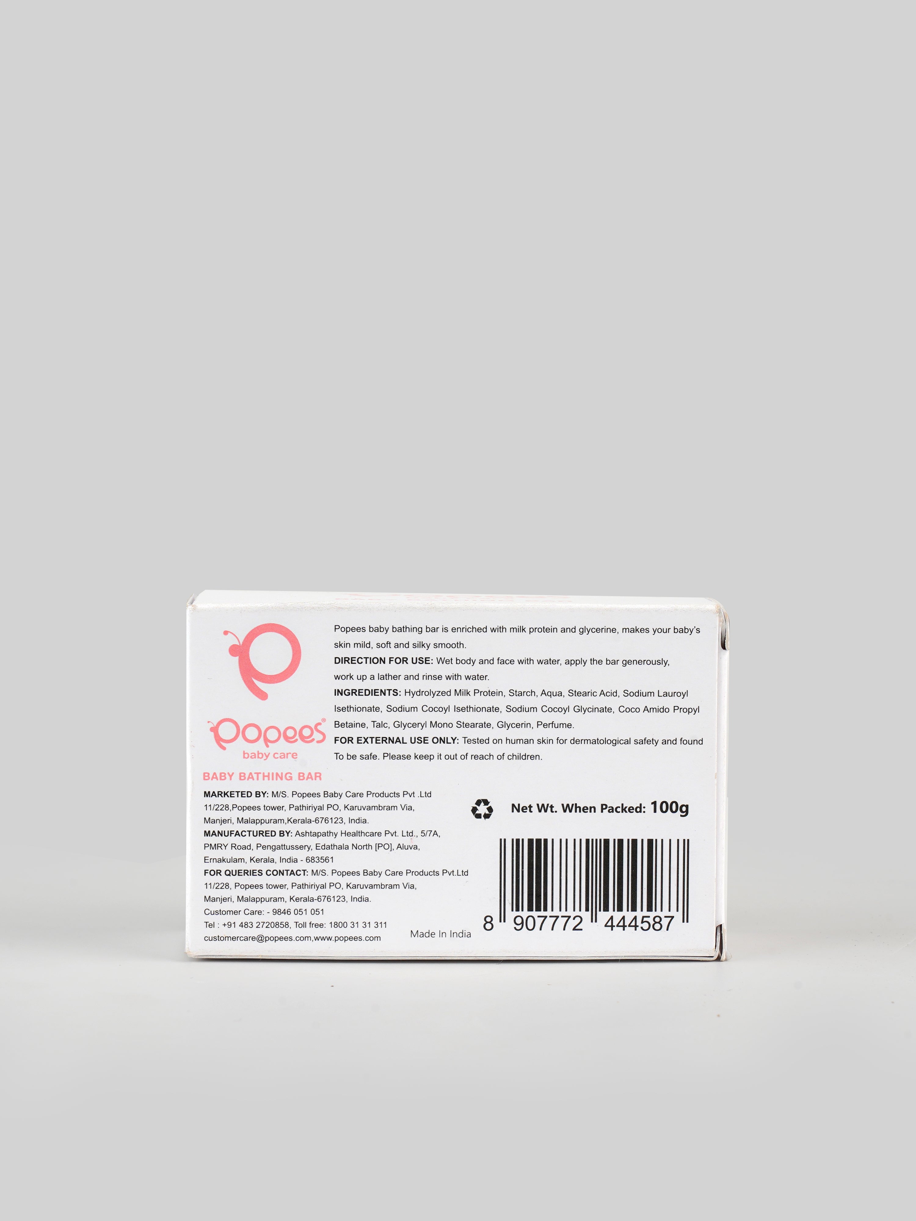 Popees Ultra-gentle Dermatologist Recommended Baby Bathing Bar with pH 5.5