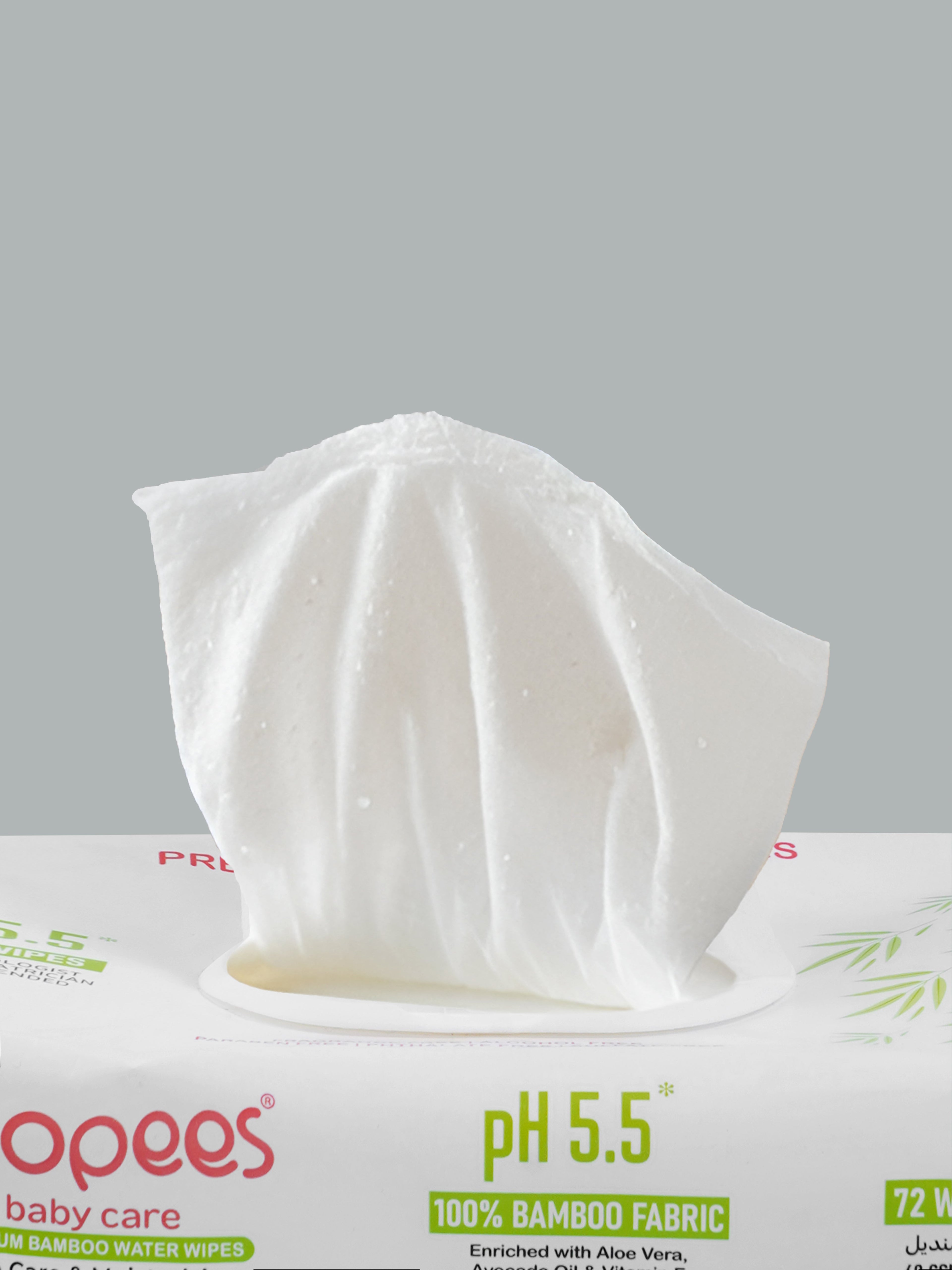 Popees Premium Bamboo Baby Wipes 100% Bamboo Fabric  99% Water & Aloe Vera Enriched  Gentle, Safe & Eco-Friendly Care