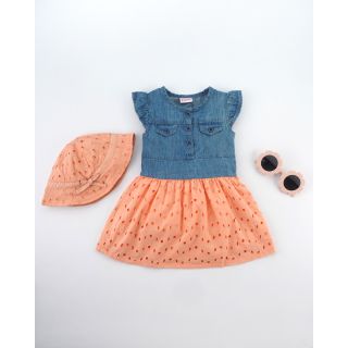 Lovely Sleeveless Denim Frock with Matching Cap for Baby Girl | 001A BF-G-DR-561