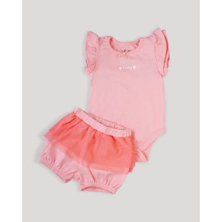 Peach Bodysuit and Shorts for Baby Girl | 002A BF-G-BO-791A